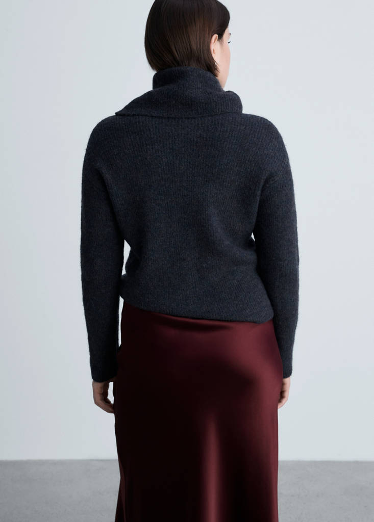 Midi satin skirt — Burgundy