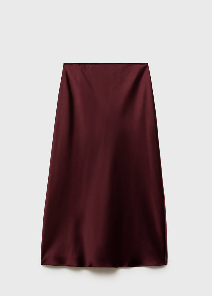 Midi satin skirt — Burgundy