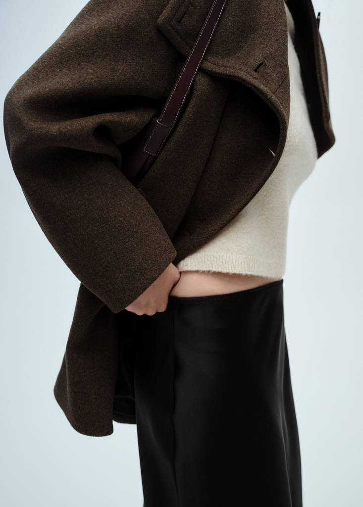 Midi satin skirt — Black