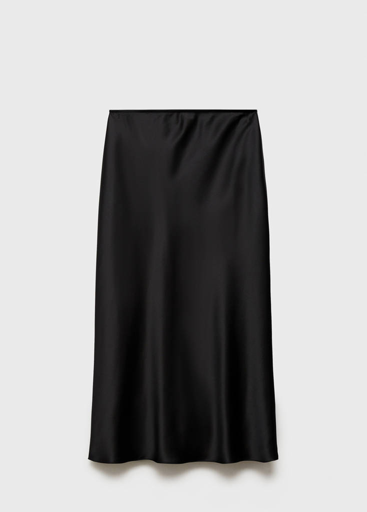 Midi satin skirt — Black