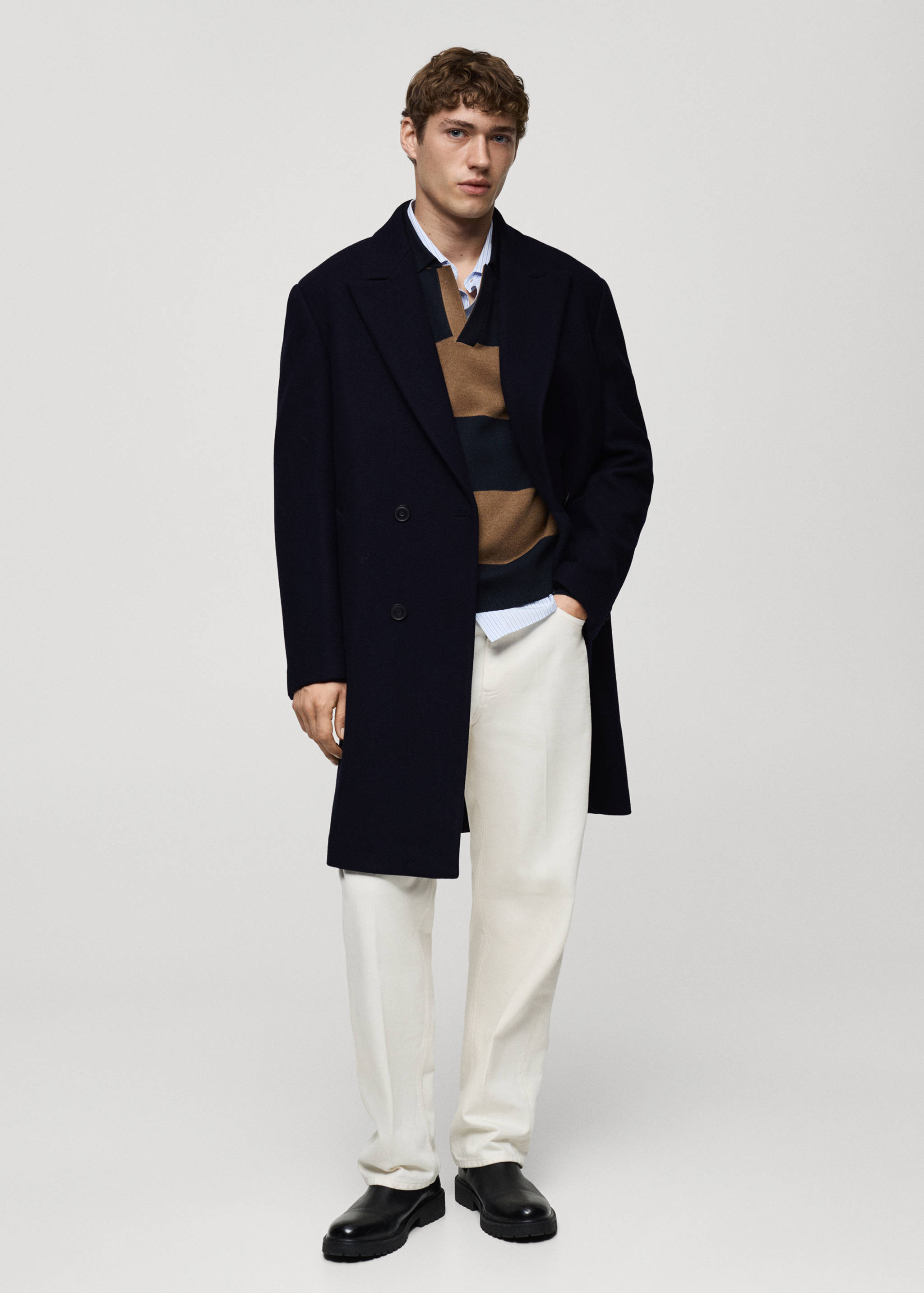Relaxed-fit long wool coat - General plane