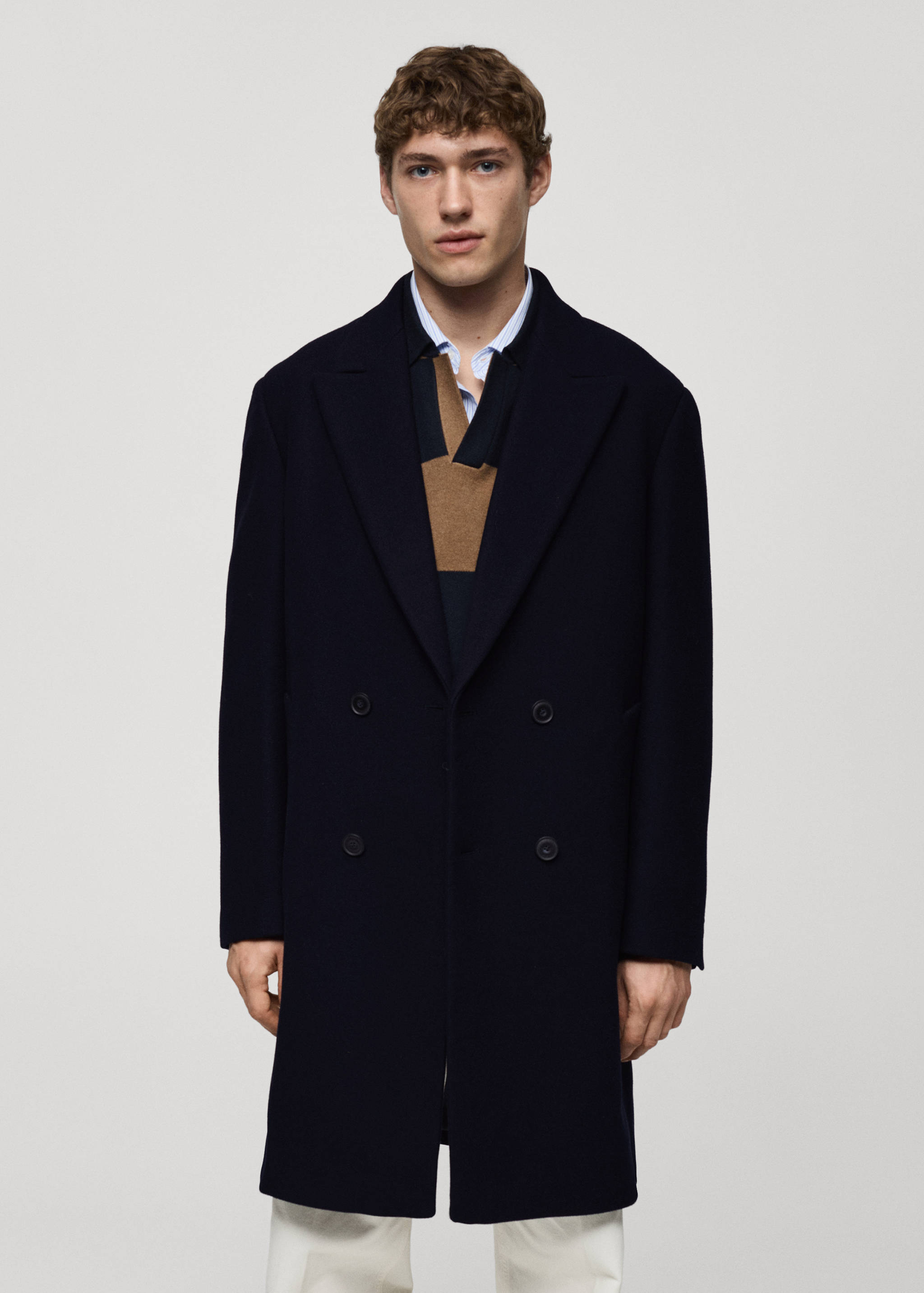 Relaxed-fit long wool coat - Medium plane