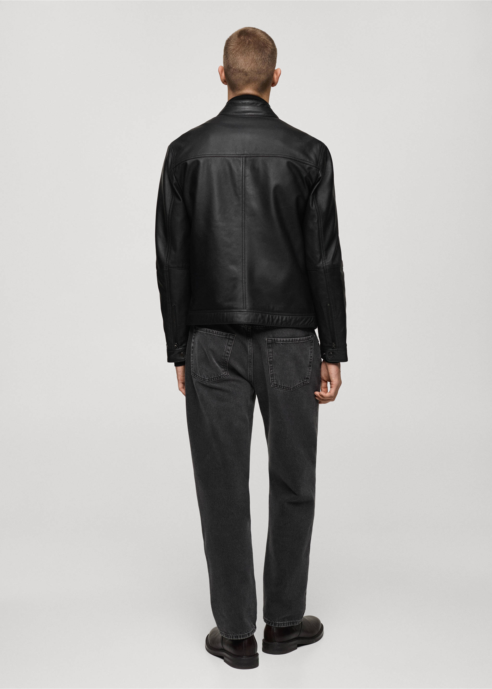 Nappa leather biker jacket - Reverse of the article, Black. Ref: 87070575-00.