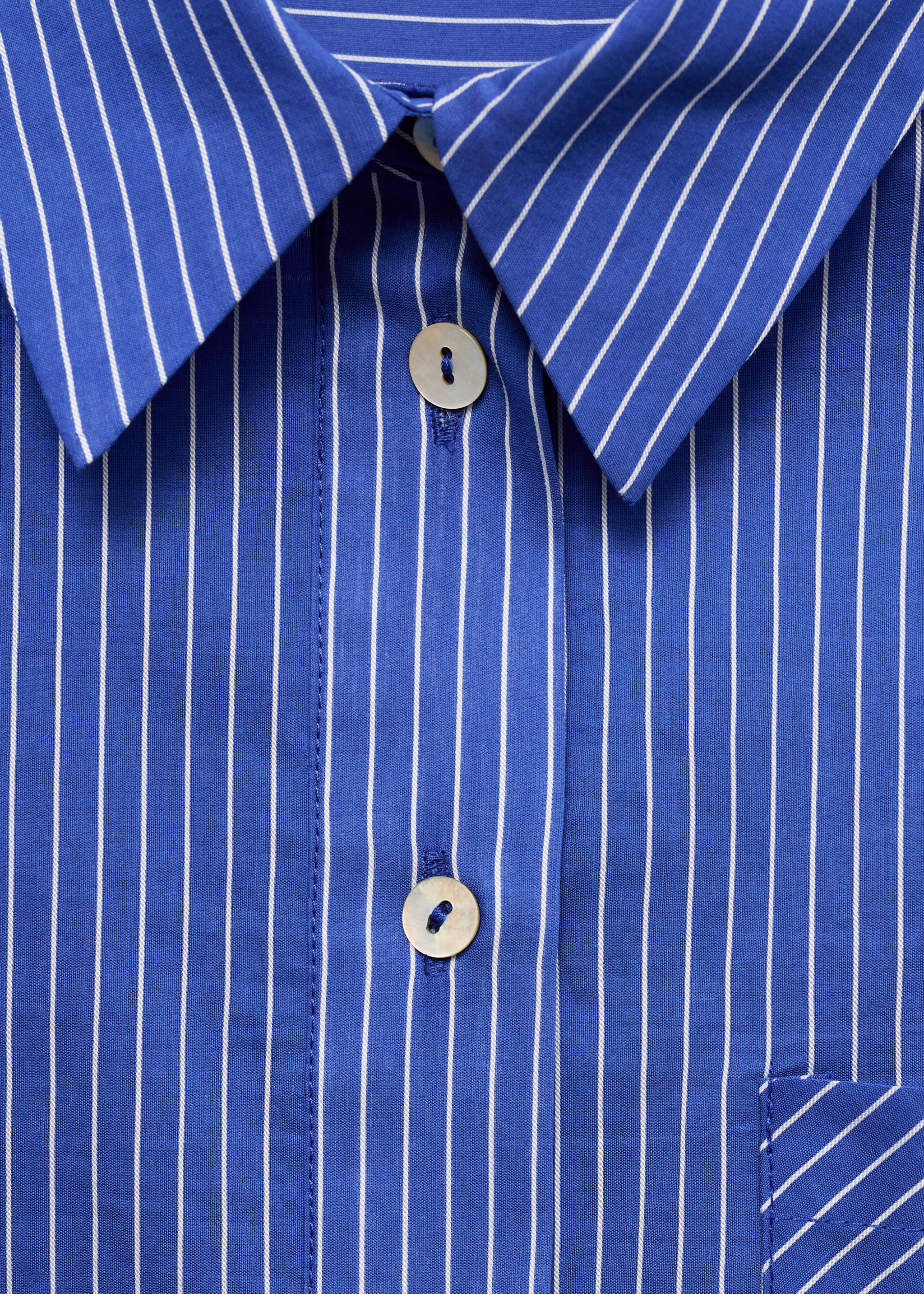 条纹棉质混纺衬衫 - null