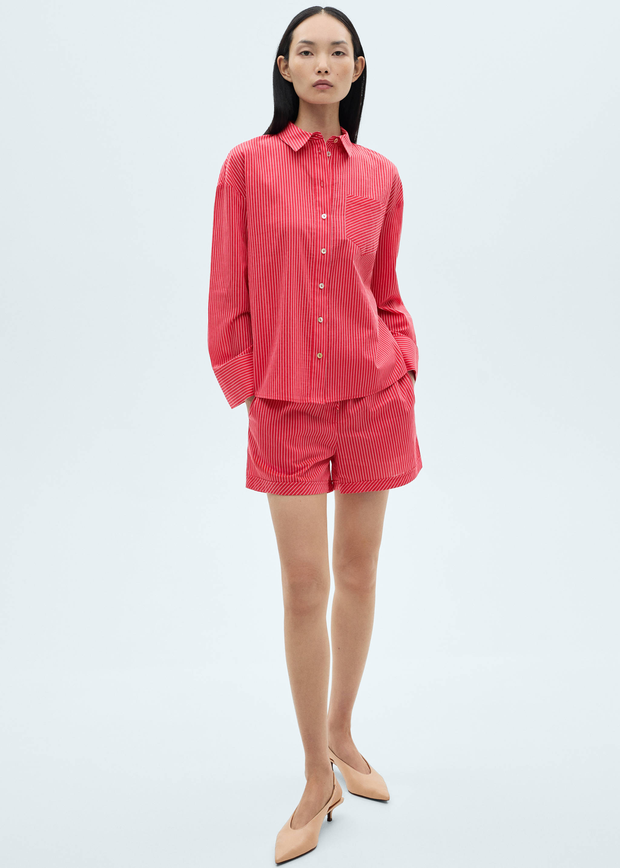 Chemise coton mélangé rayures - Plan général