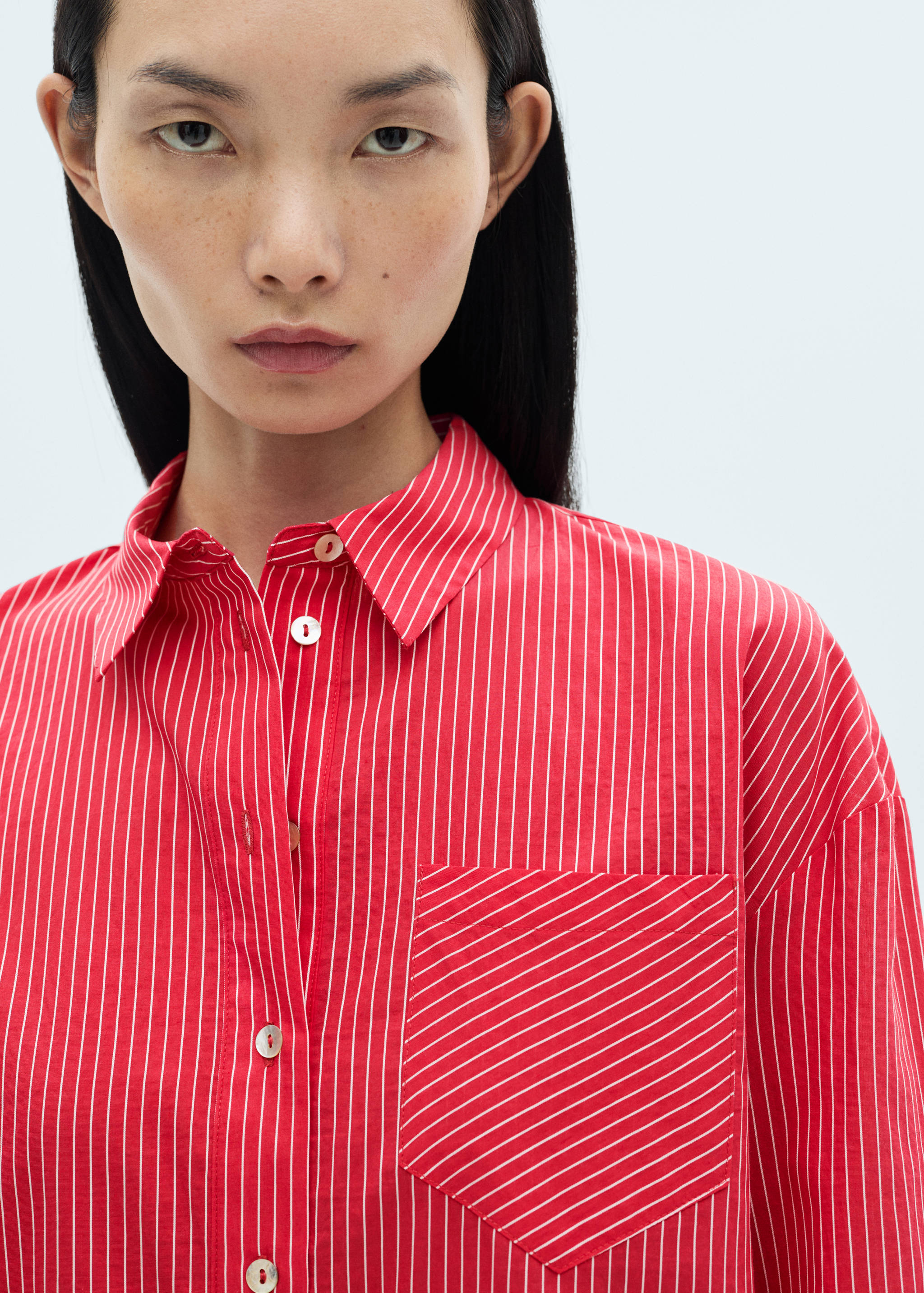 Chemise coton mélangé rayures - Détail de l'article 1