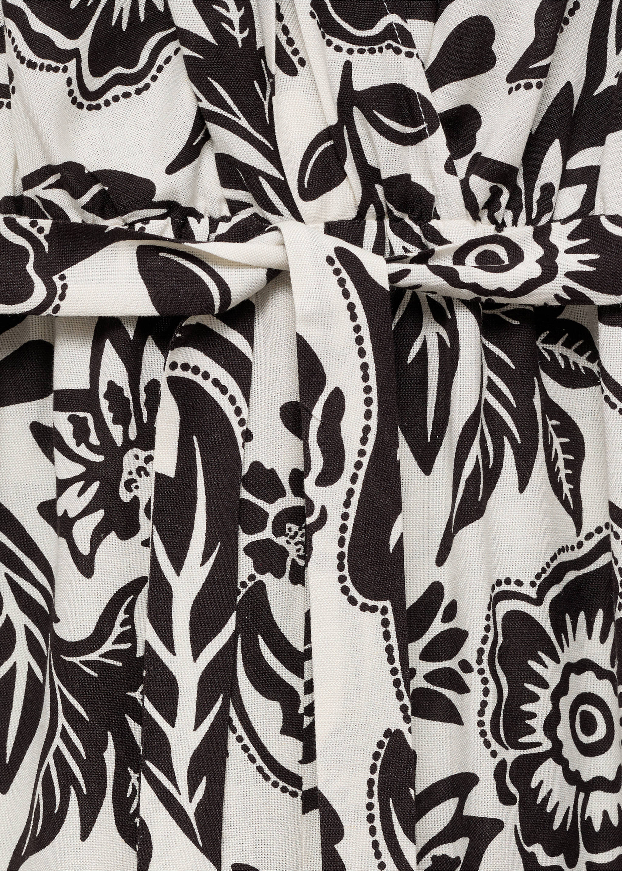 Belt printed jumpsuit - Details of the article 8, White. Ref: 87070579-00.