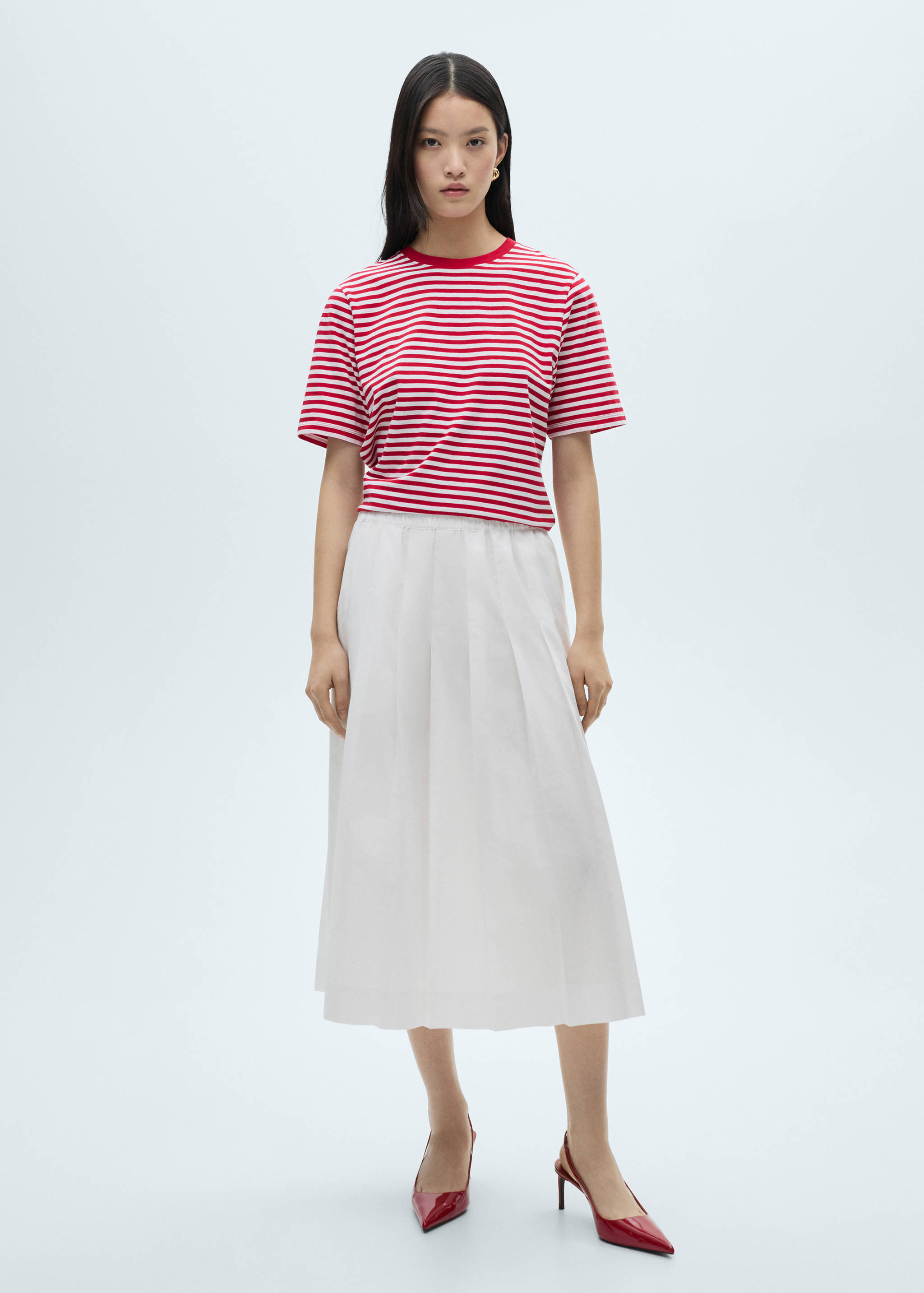 Cotton pleated skirt - General plane