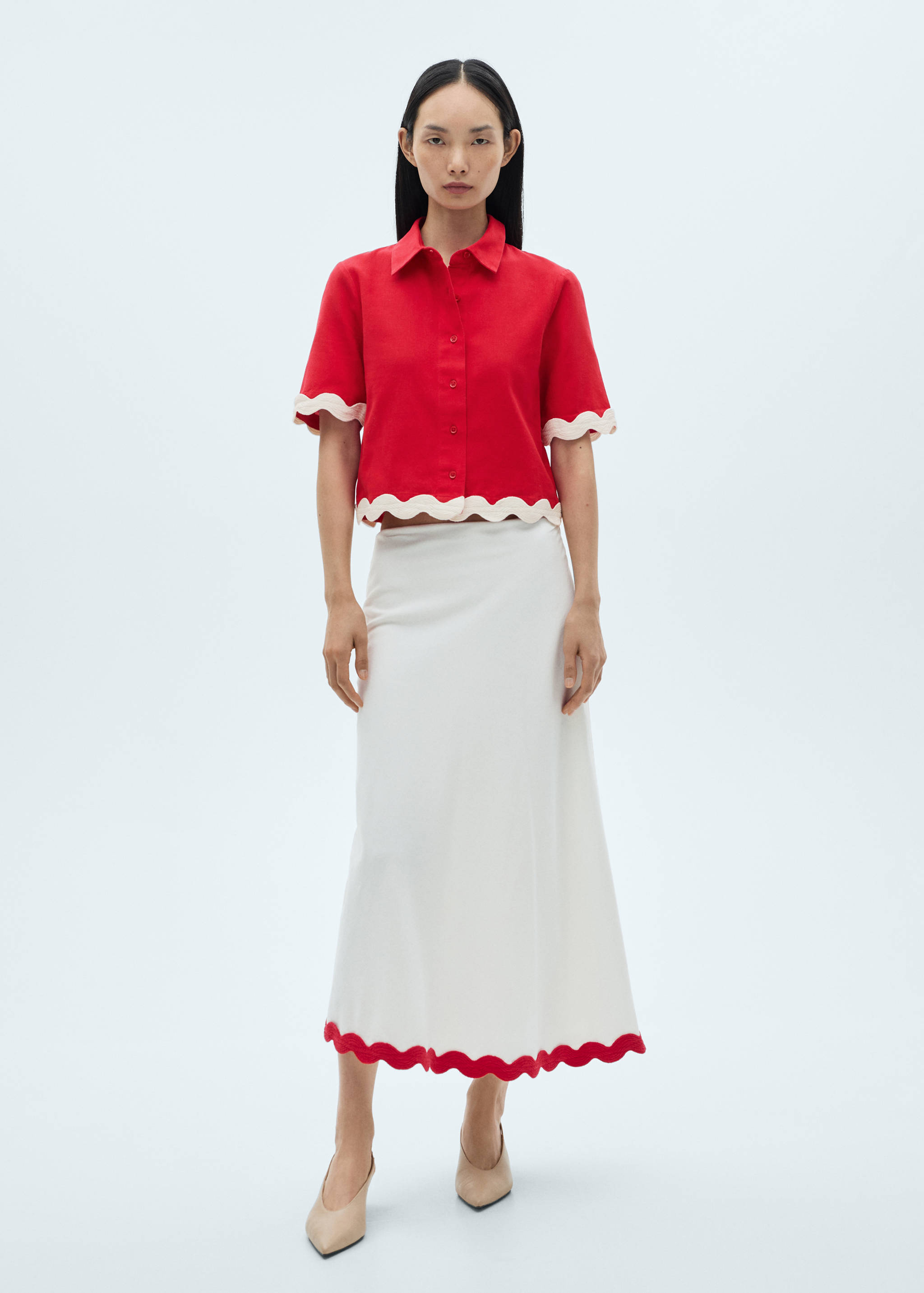 Cotton shirt with contrasting trims - Details of the article 2