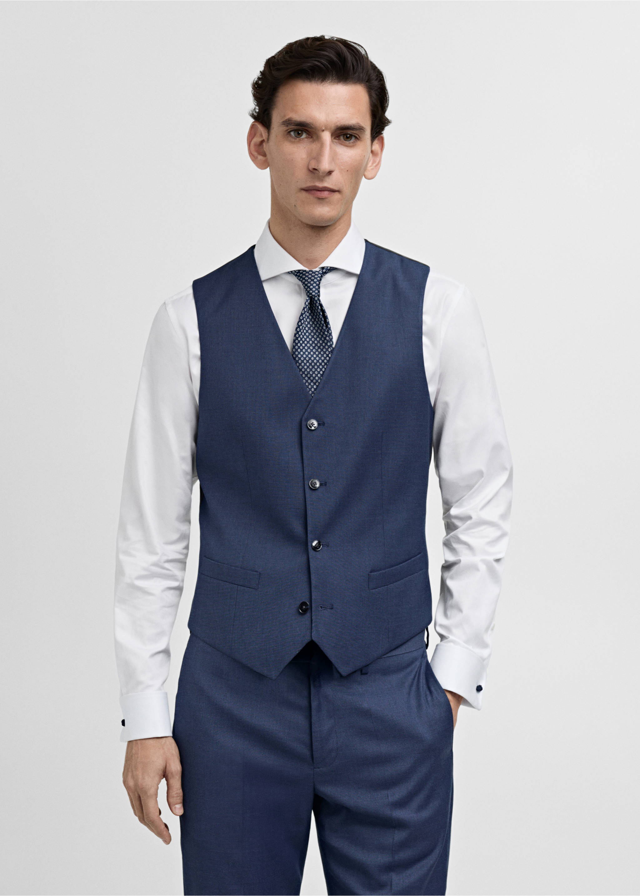 Костюмный жилет Paris super slim fit - Средний план, Чернильный. Ref: 87070584-00.