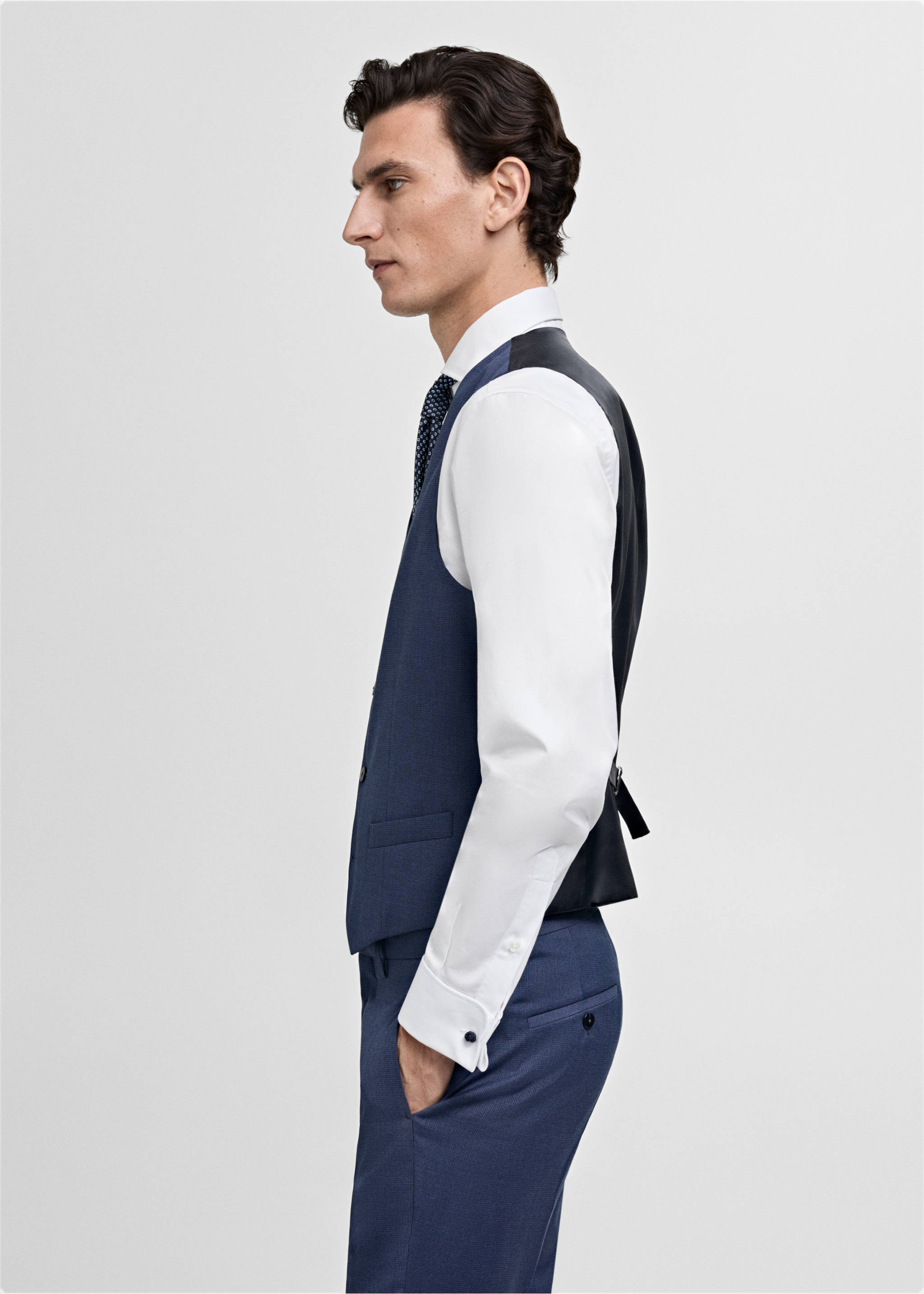 Костюмный жилет Paris super slim fit - Деталь изделия 2, Чернильный. Ref: 87070584-00.