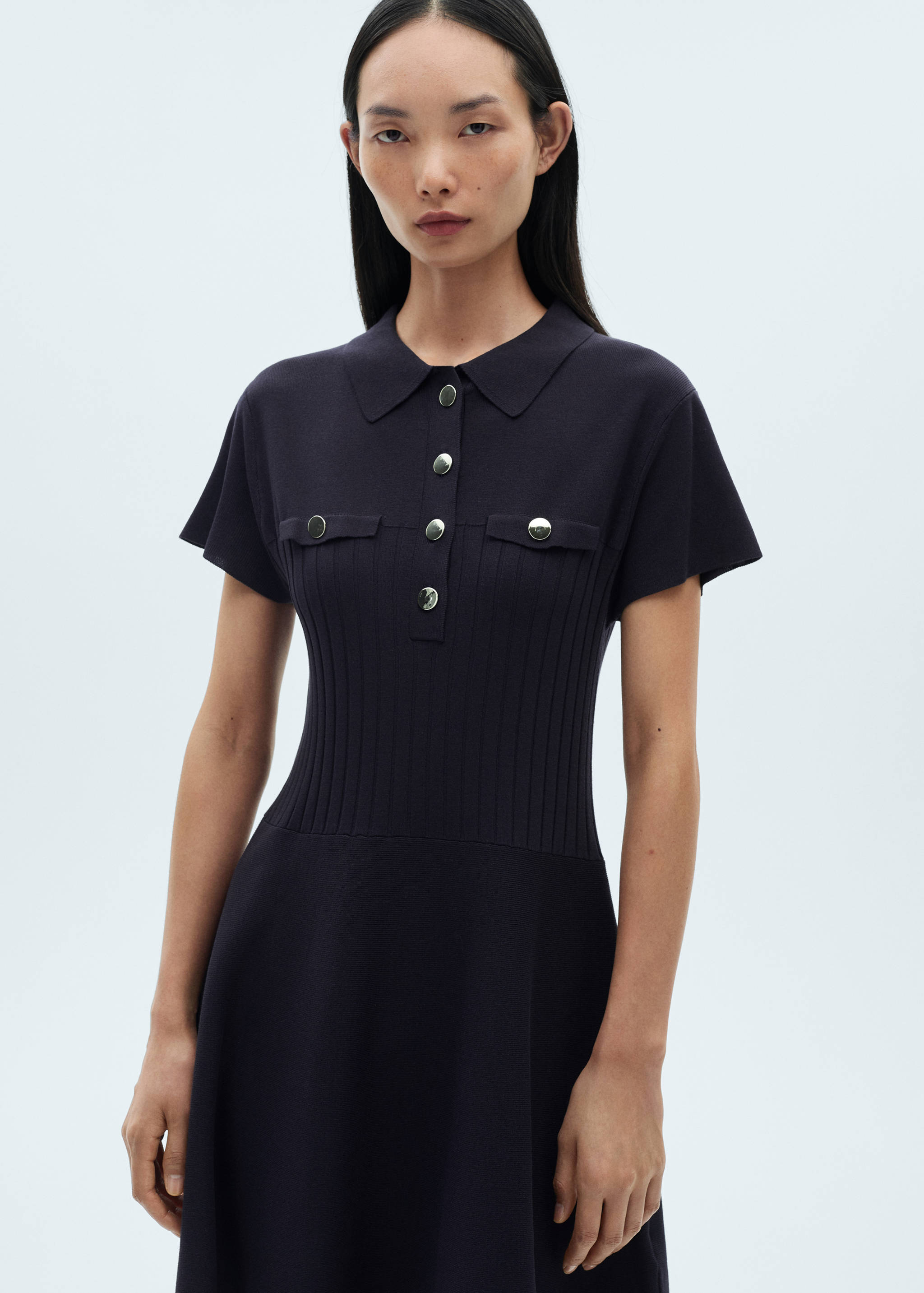 Button knit dress - Medium plane