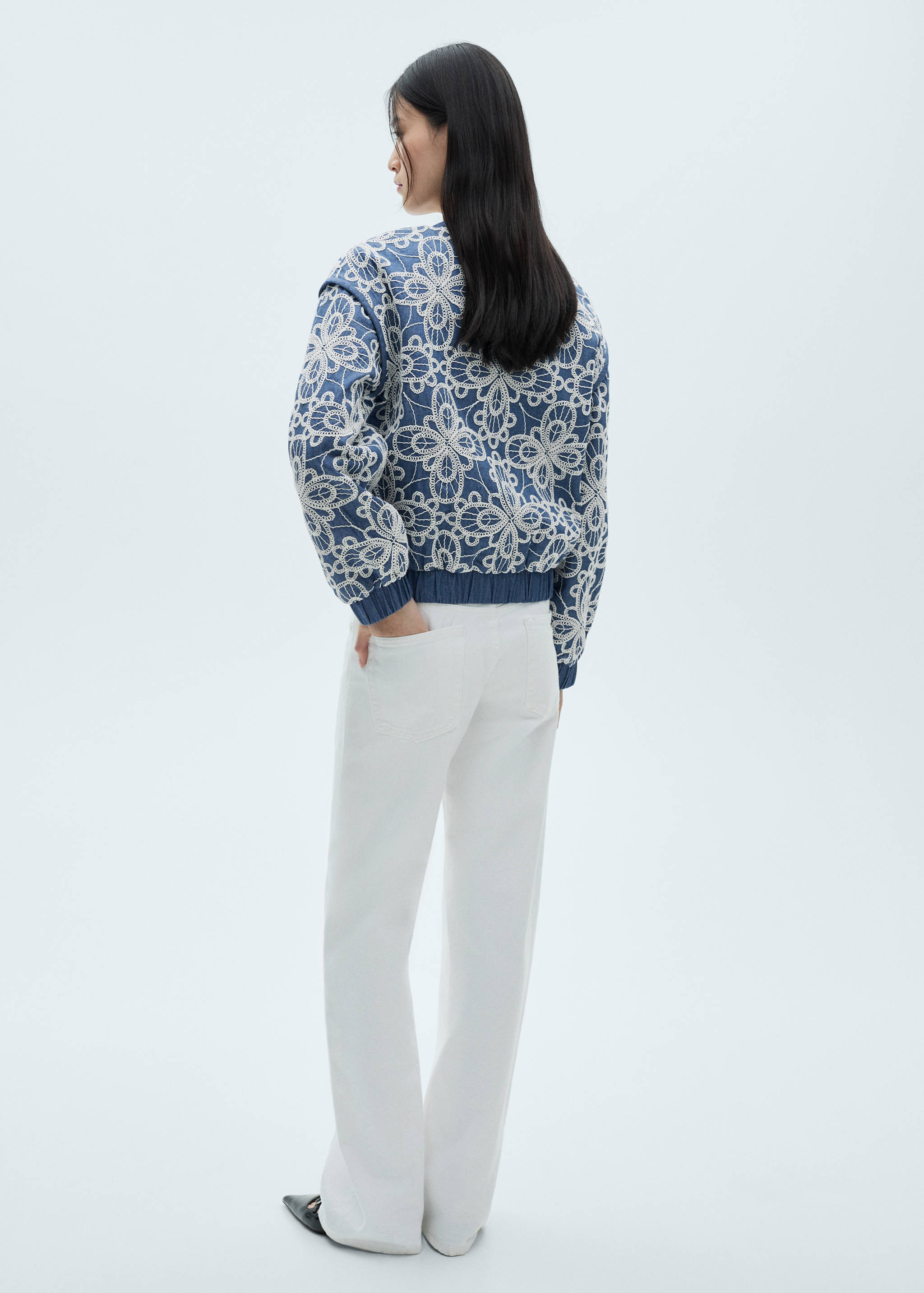 Floral-embroidered cotton jacket - Reverse of the article