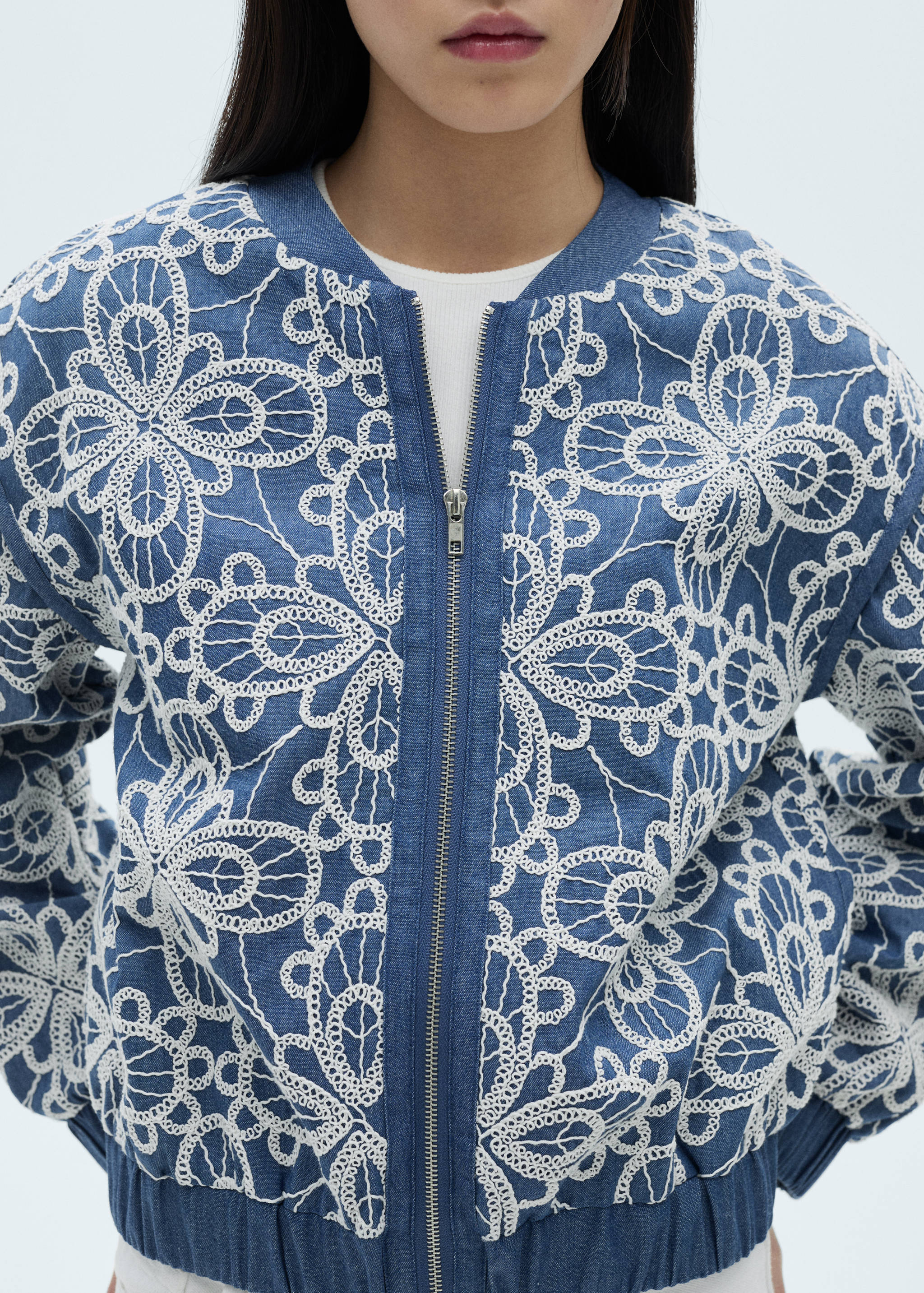 Floral-embroidered cotton jacket - Details of the article 6