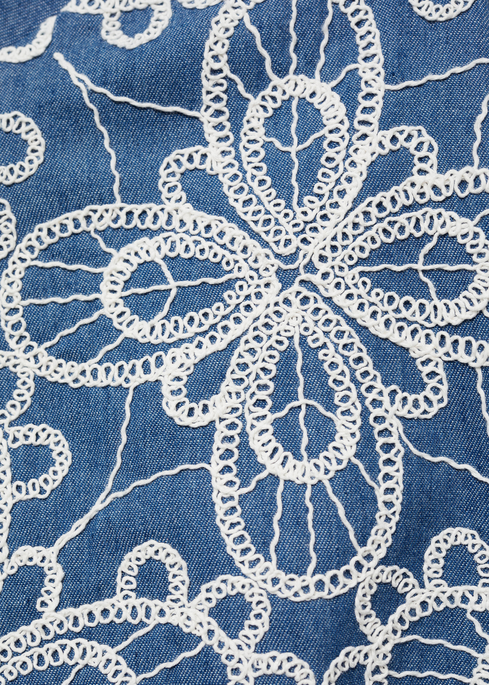 Floral-embroidered cotton jacket - Details of the article 0