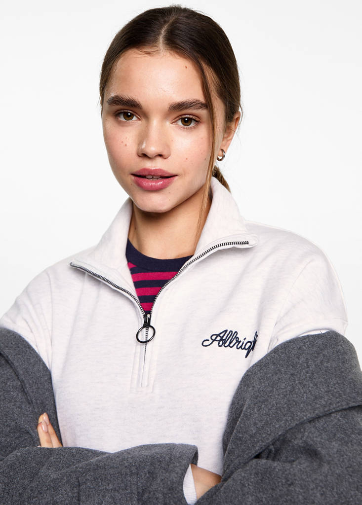 Message zip hood sweatshirt — Light Heather Grey