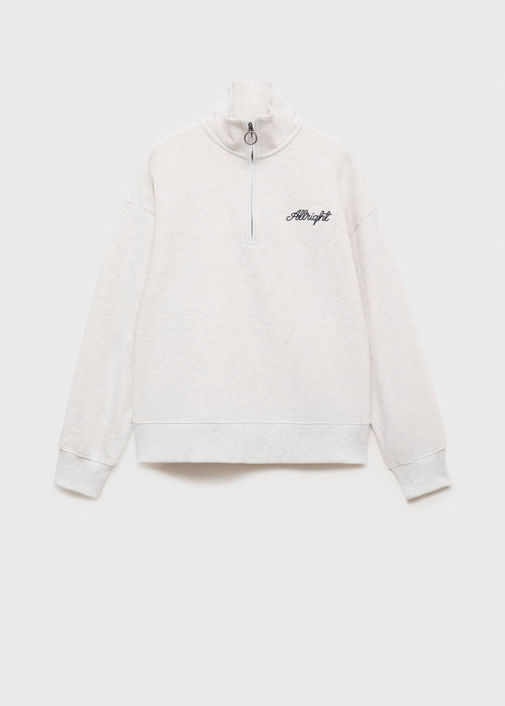 Message zip hood sweatshirt — Light Heather Grey