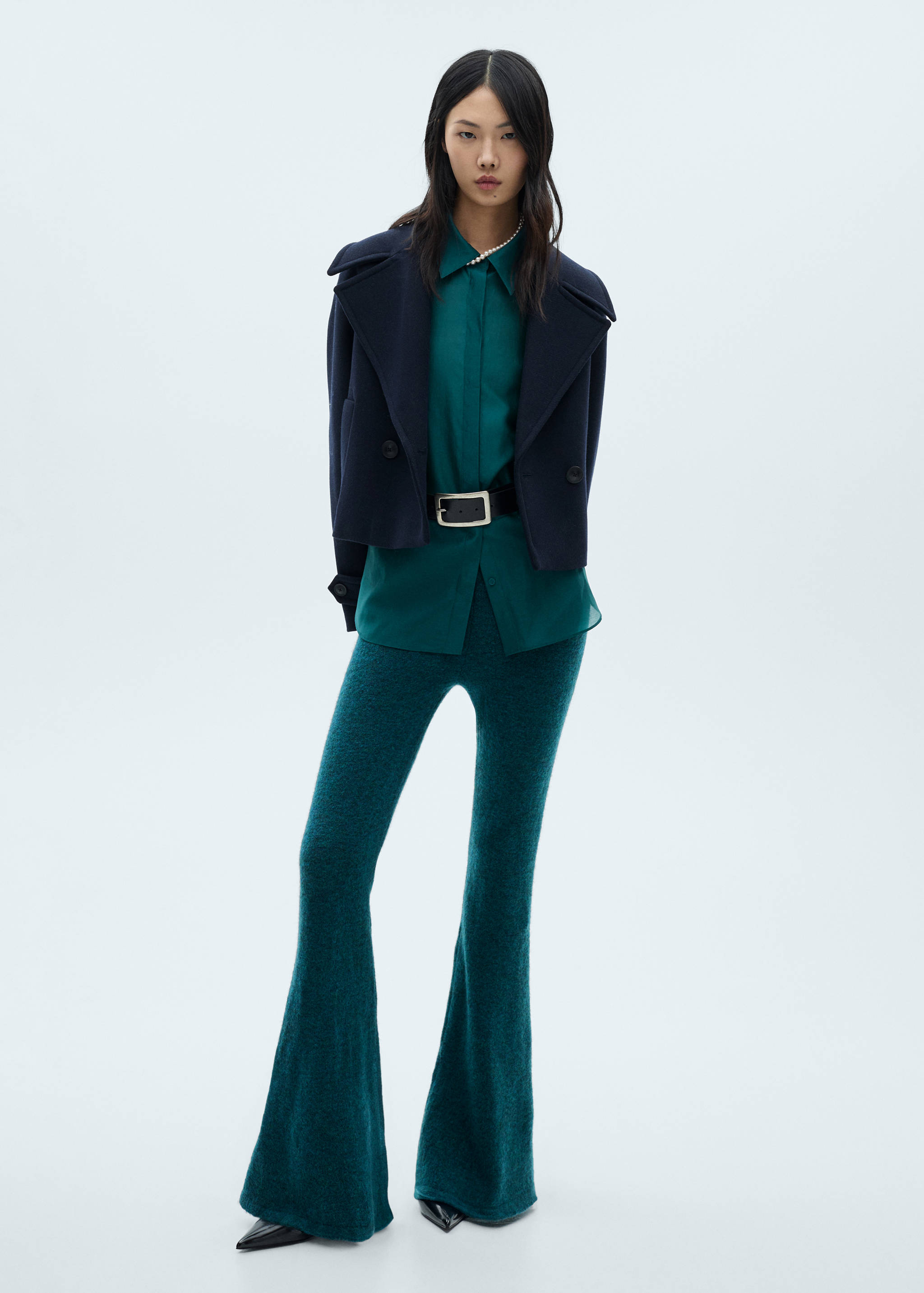 Satin shirt with hidden buttons - General plane