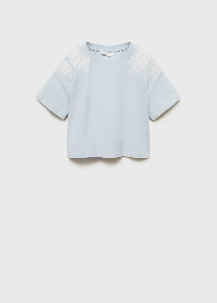 MANGO KIDS - T-shirt détails brodés bleu ciel - 13-14 ans - Fille
