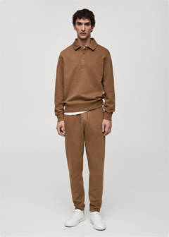 Brushed joggers with elastic waistband — Medium Brown 2