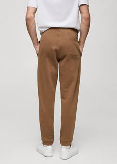 Brushed joggers with elastic waistband — Medium Brown 3