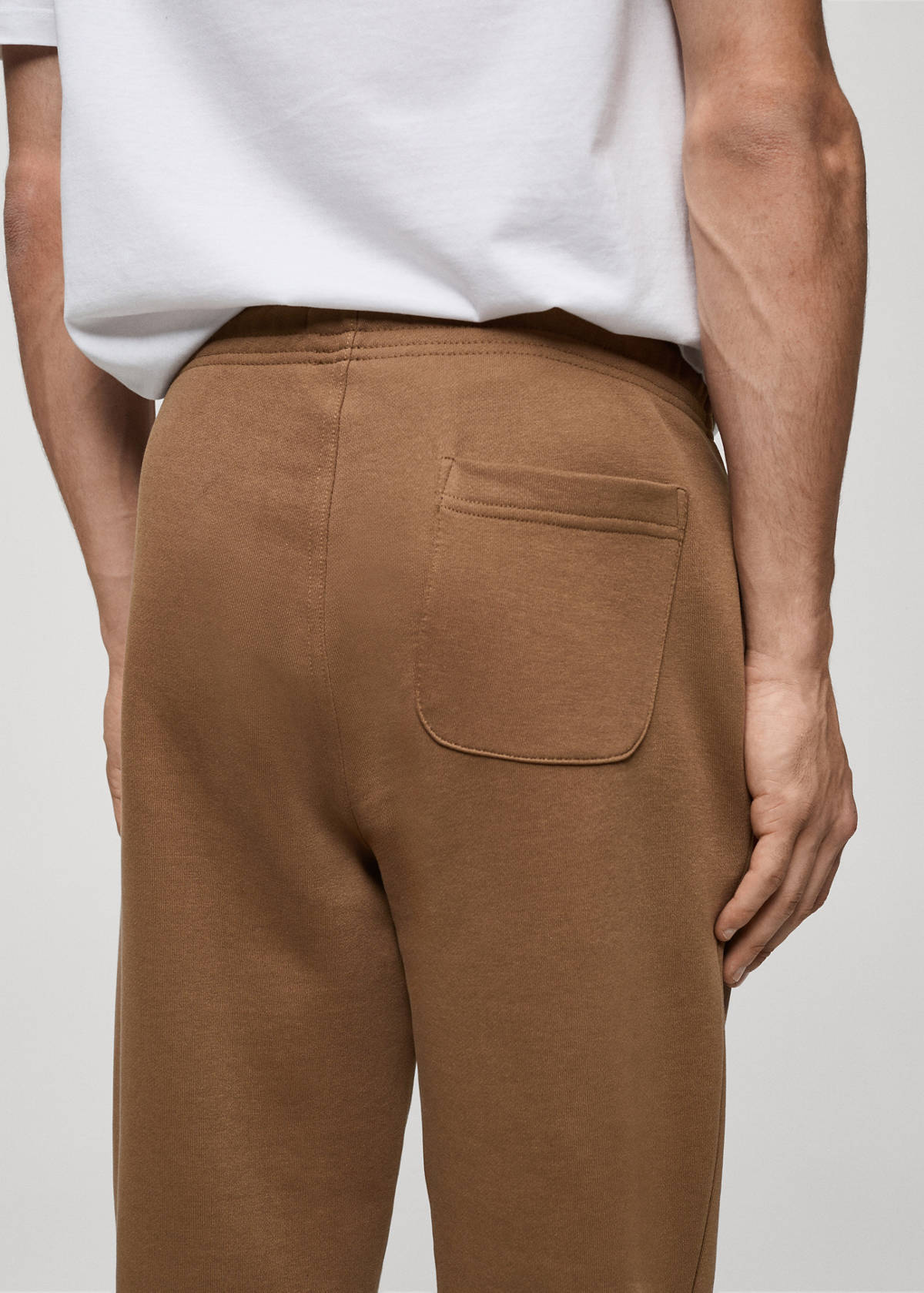 Brushed joggers with elastic waistband — Medium Brown