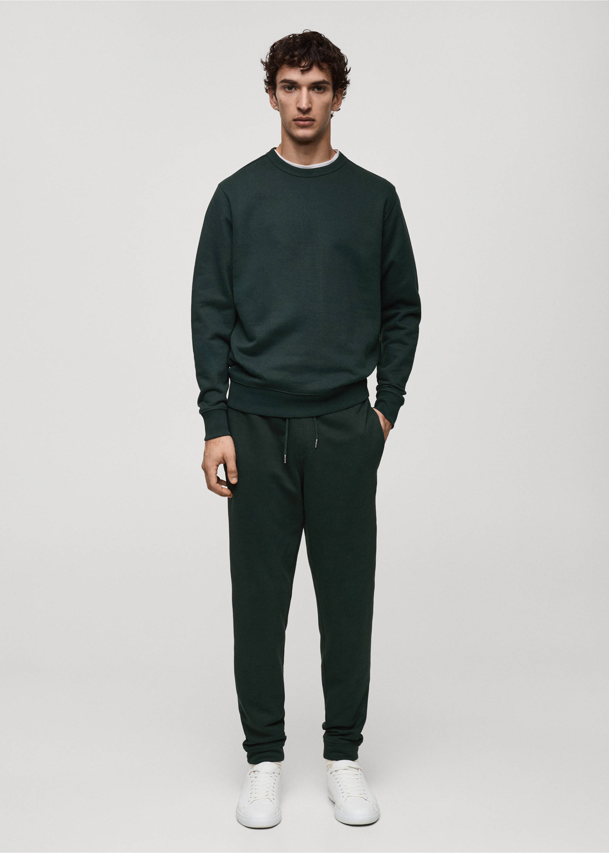Brushed joggers with elastic waistband - General plane, Green. Ref: 87070600-00.