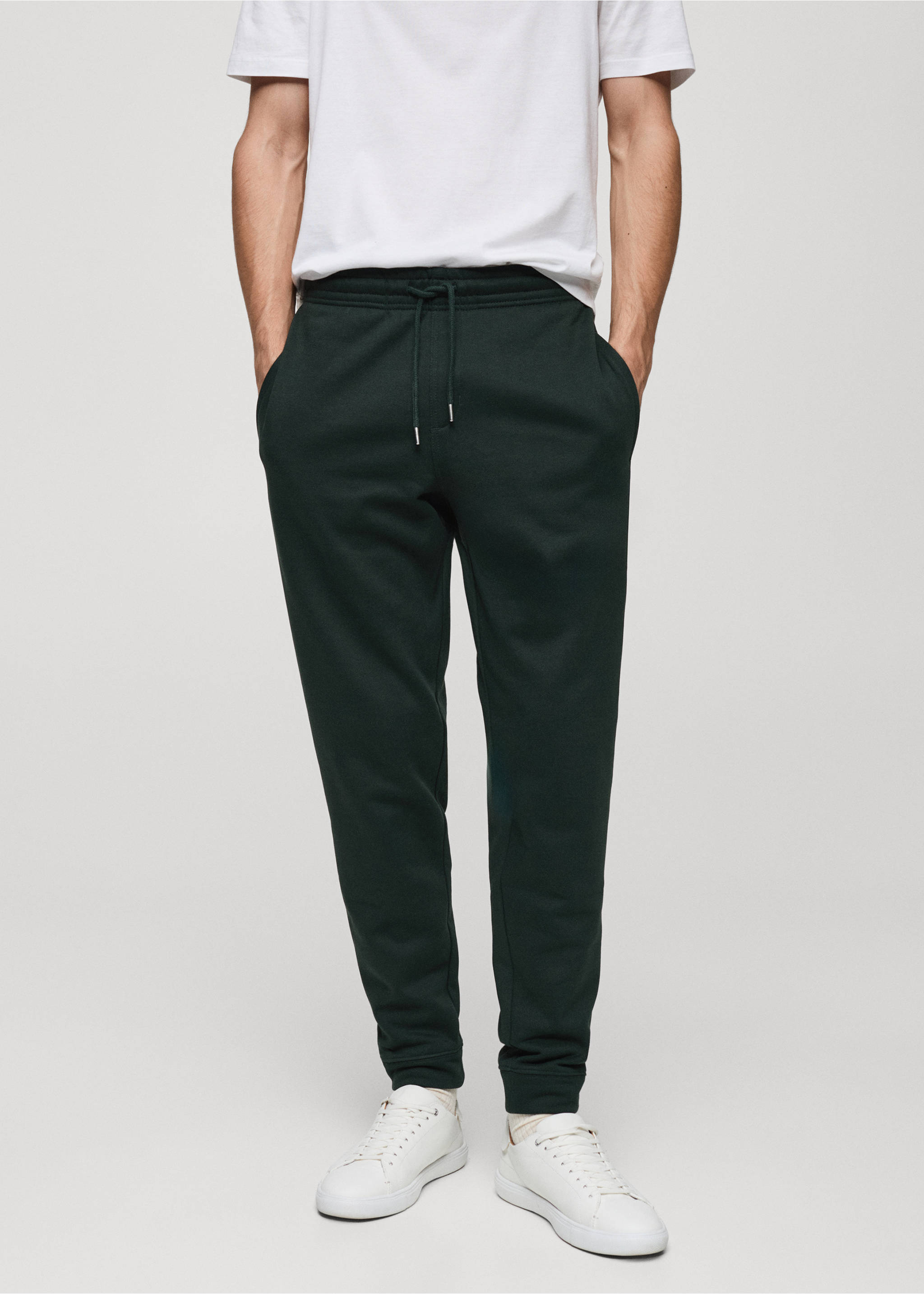 Brushed joggers with elastic waistband - Medium plane, Green. Ref: 87070600-00.