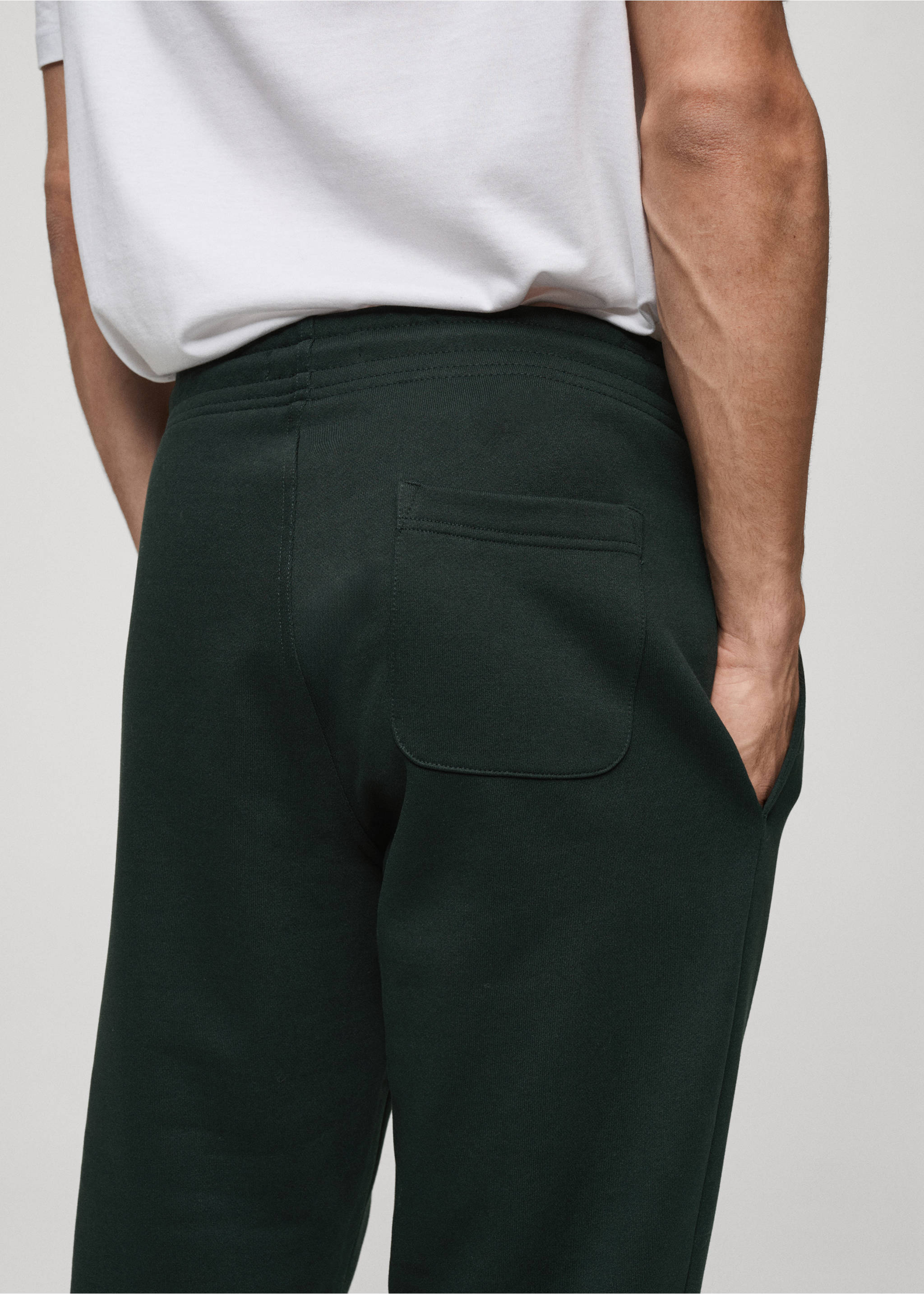 Brushed joggers with elastic waistband - Details of the article 3, Green. Ref: 87070600-00.