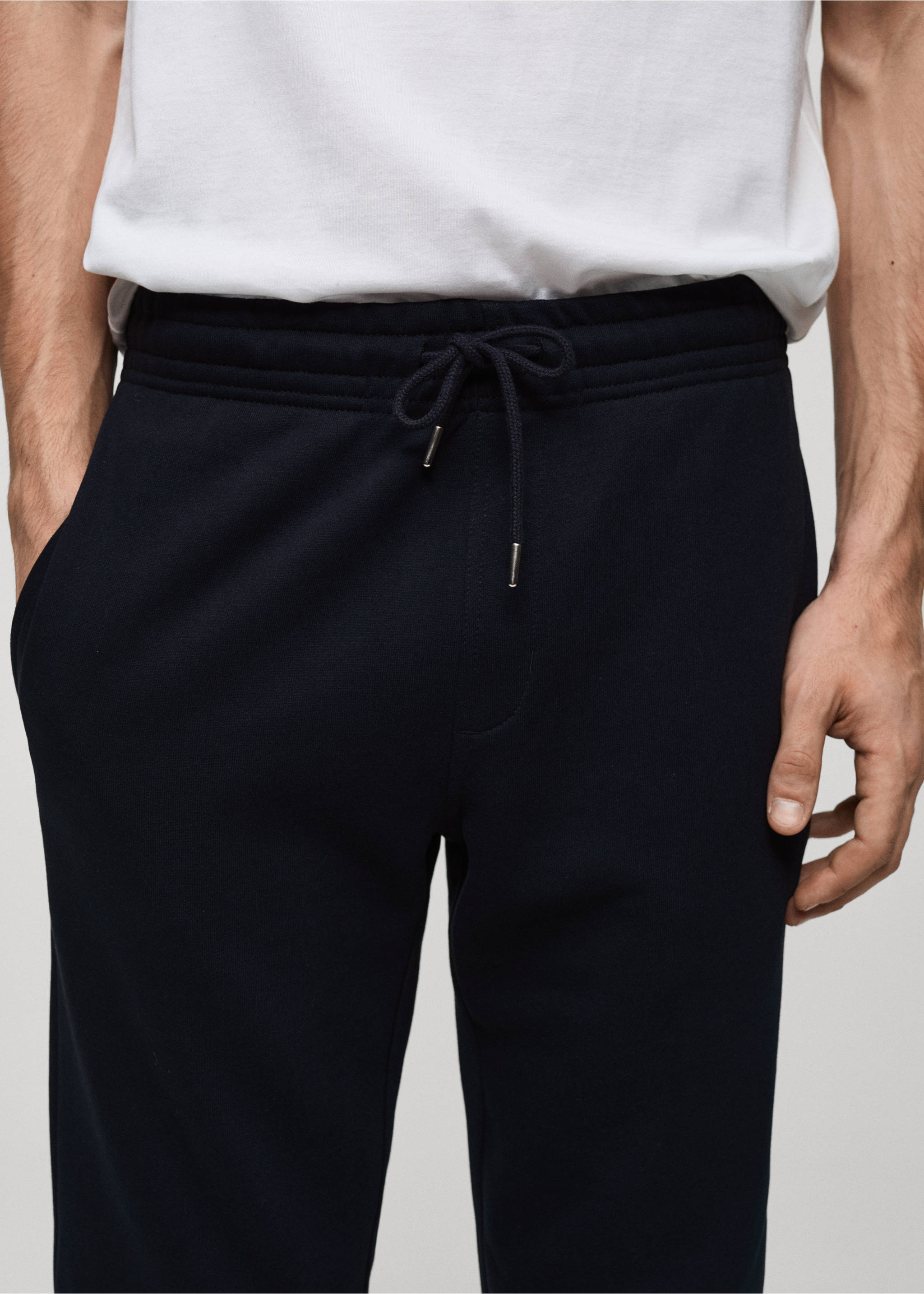 Fırçalı elastik belli jogger pantolon - Ürün detayı 1, Lacivert. Ref: 87070600-00.
