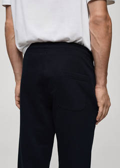 Brushed joggers with elastic waistband — Dark Navy 6