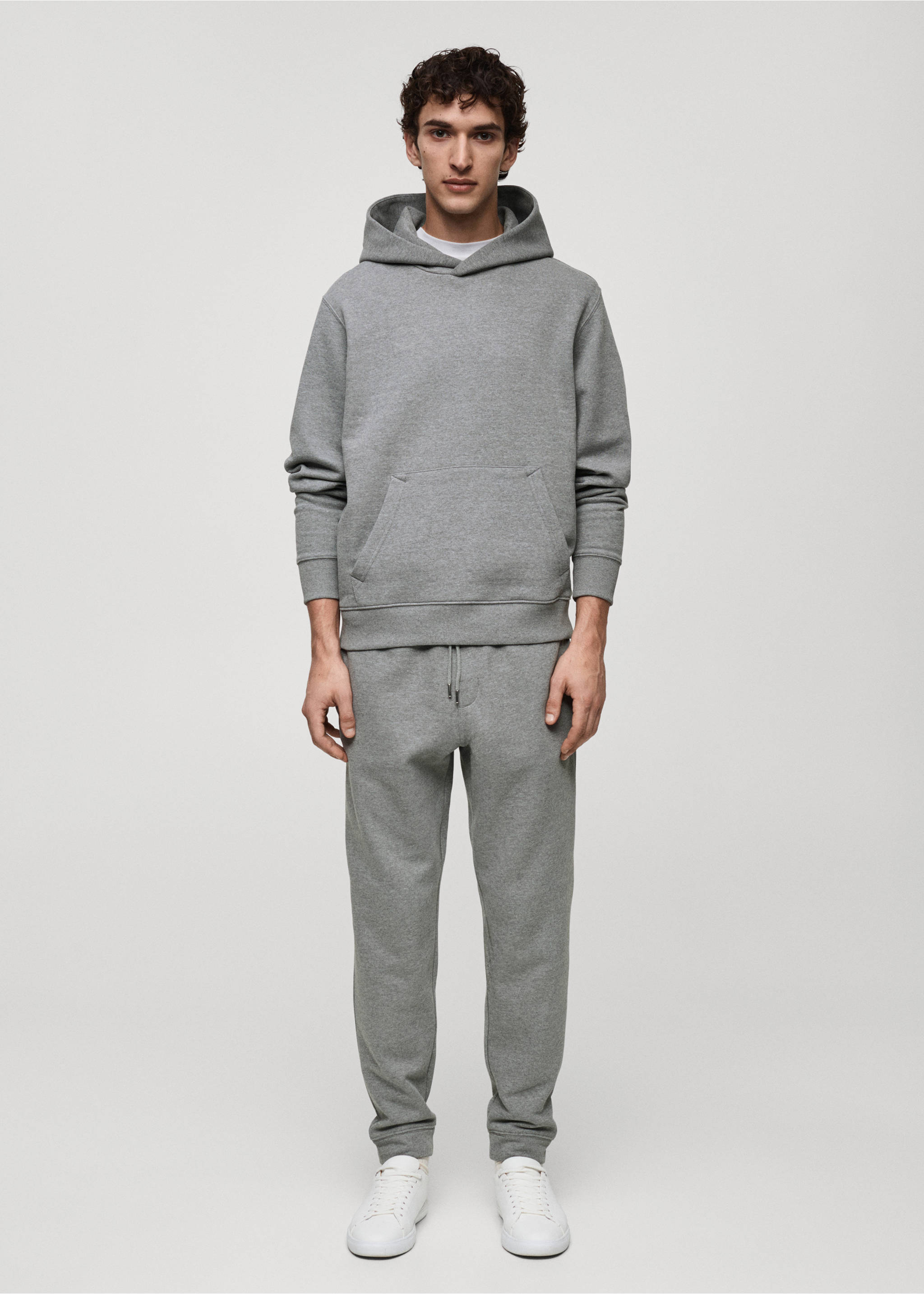 Brushed joggers with elastic waistband - General plane, Medium Heather Grey. Ref: 87070600-00.