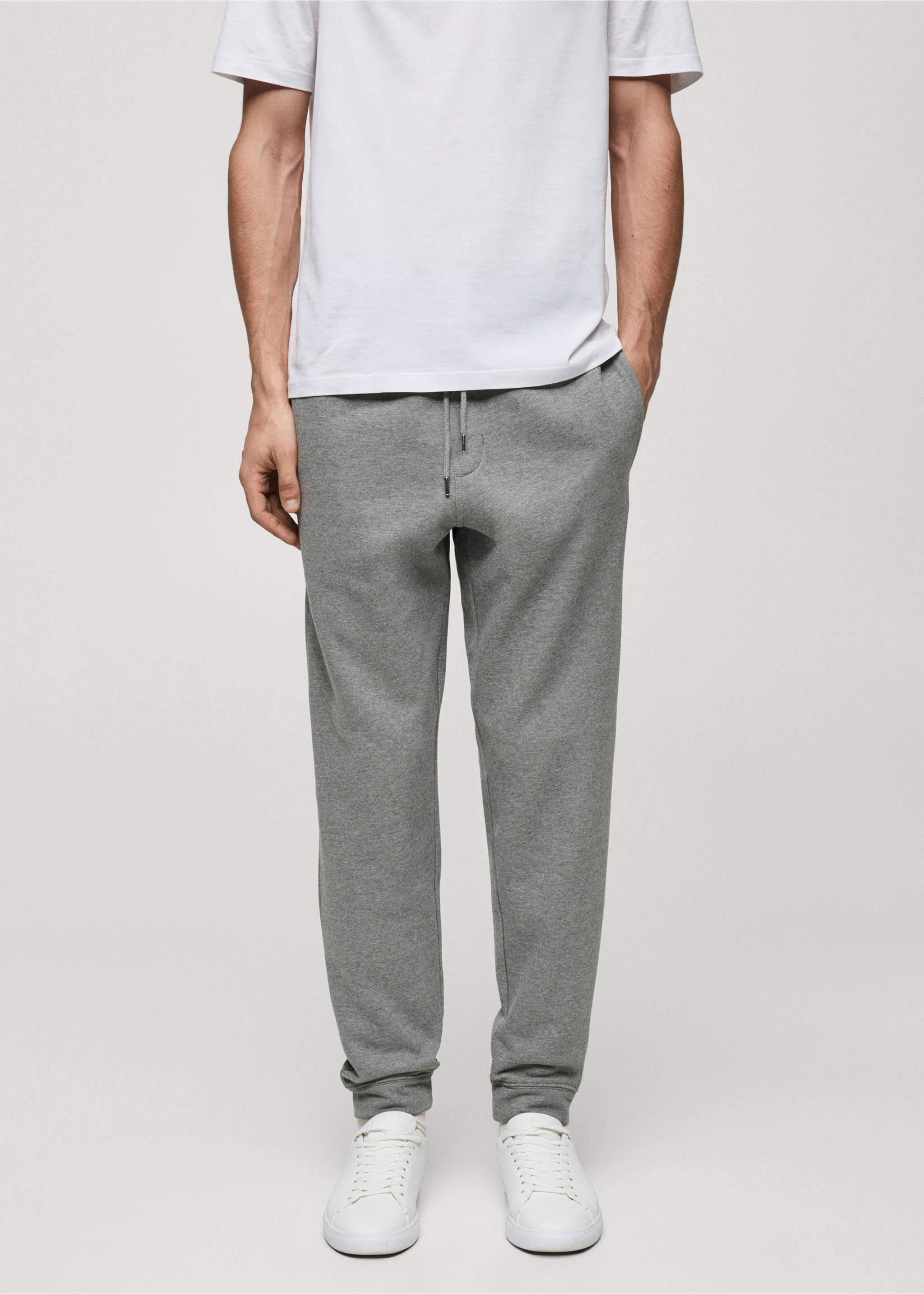 Brushed joggers with elastic waistband - Medium plane, Medium Heather Grey. Ref: 87070600-00.