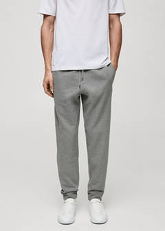 Brushed joggers with elastic waistband — Medium Heather Grey 1