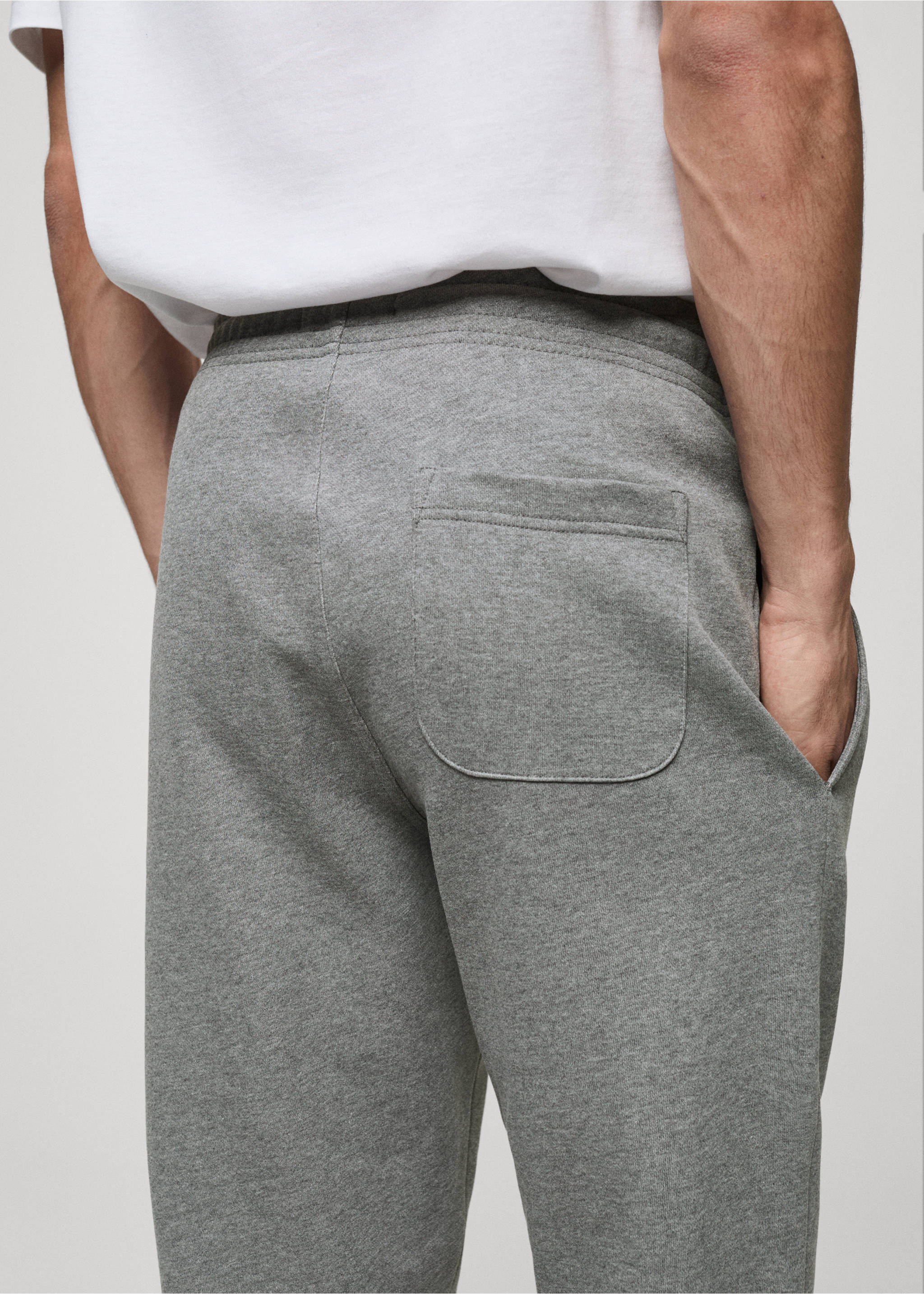 Brushed joggers with elastic waistband - Details of the article 3, Medium Heather Grey. Ref: 87070600-00.