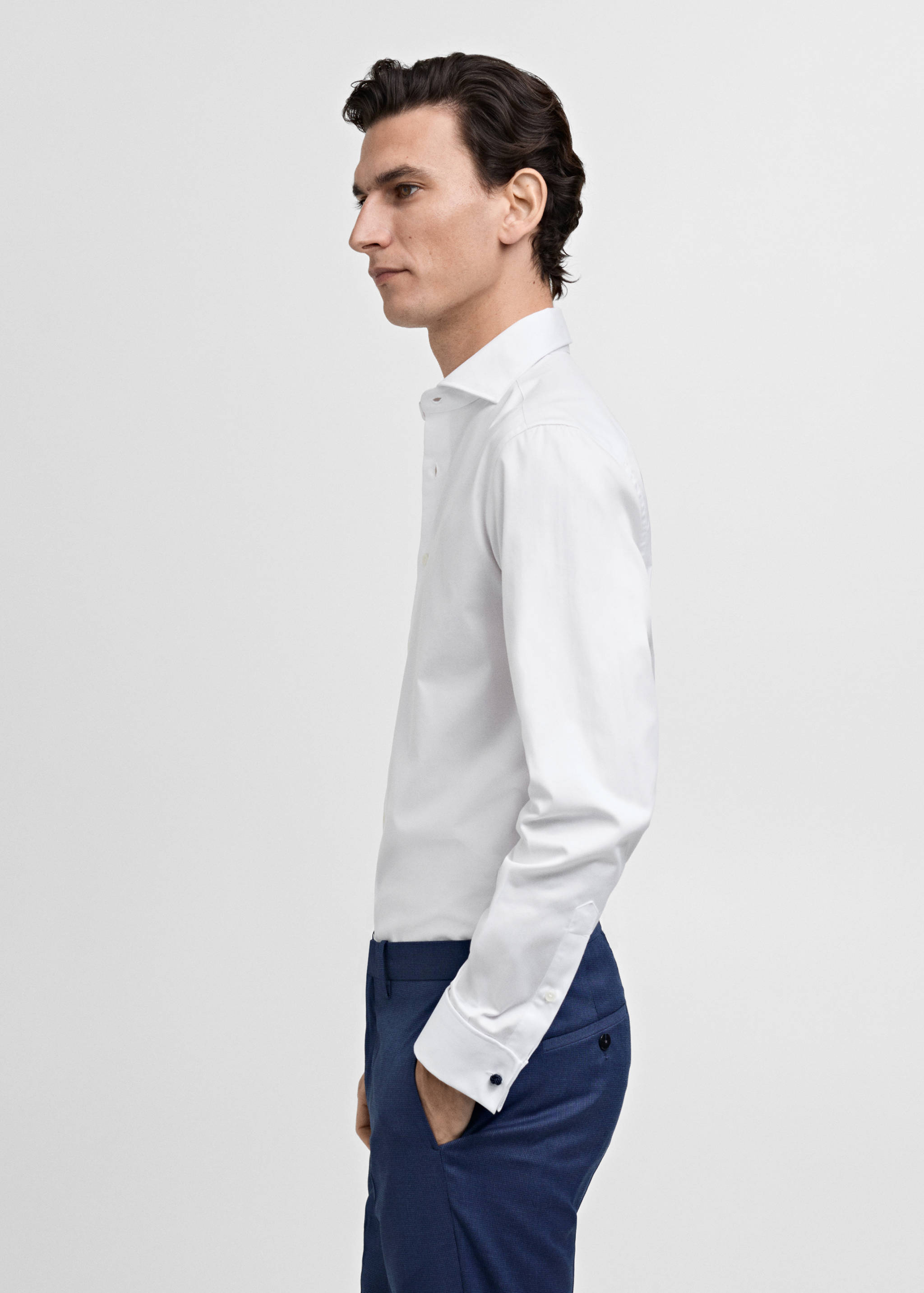 Chemise costume slim-fit tissu twill boutons de manchette - Détail de l'article 1