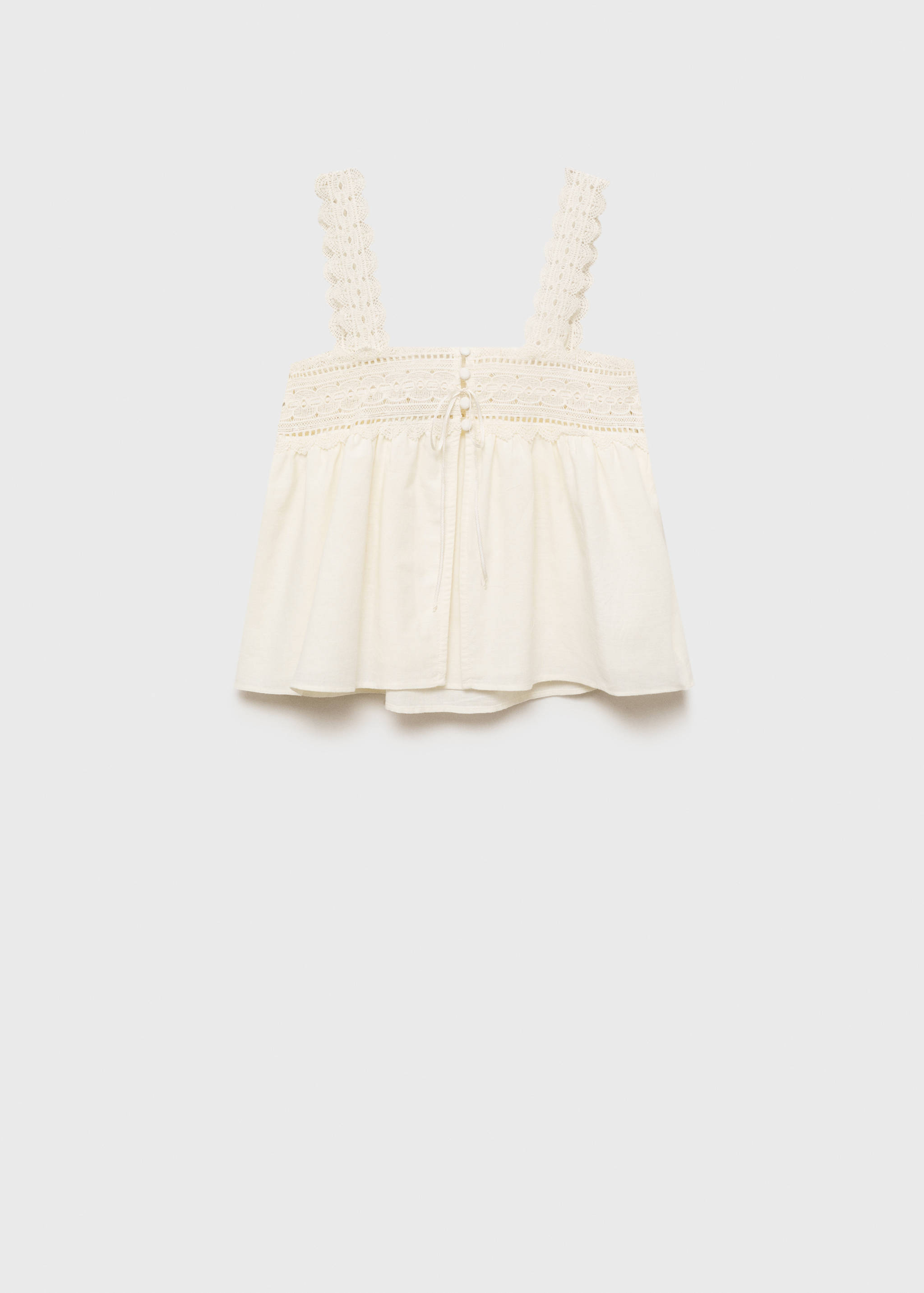 Linen-blend top with lace detail - Article without model