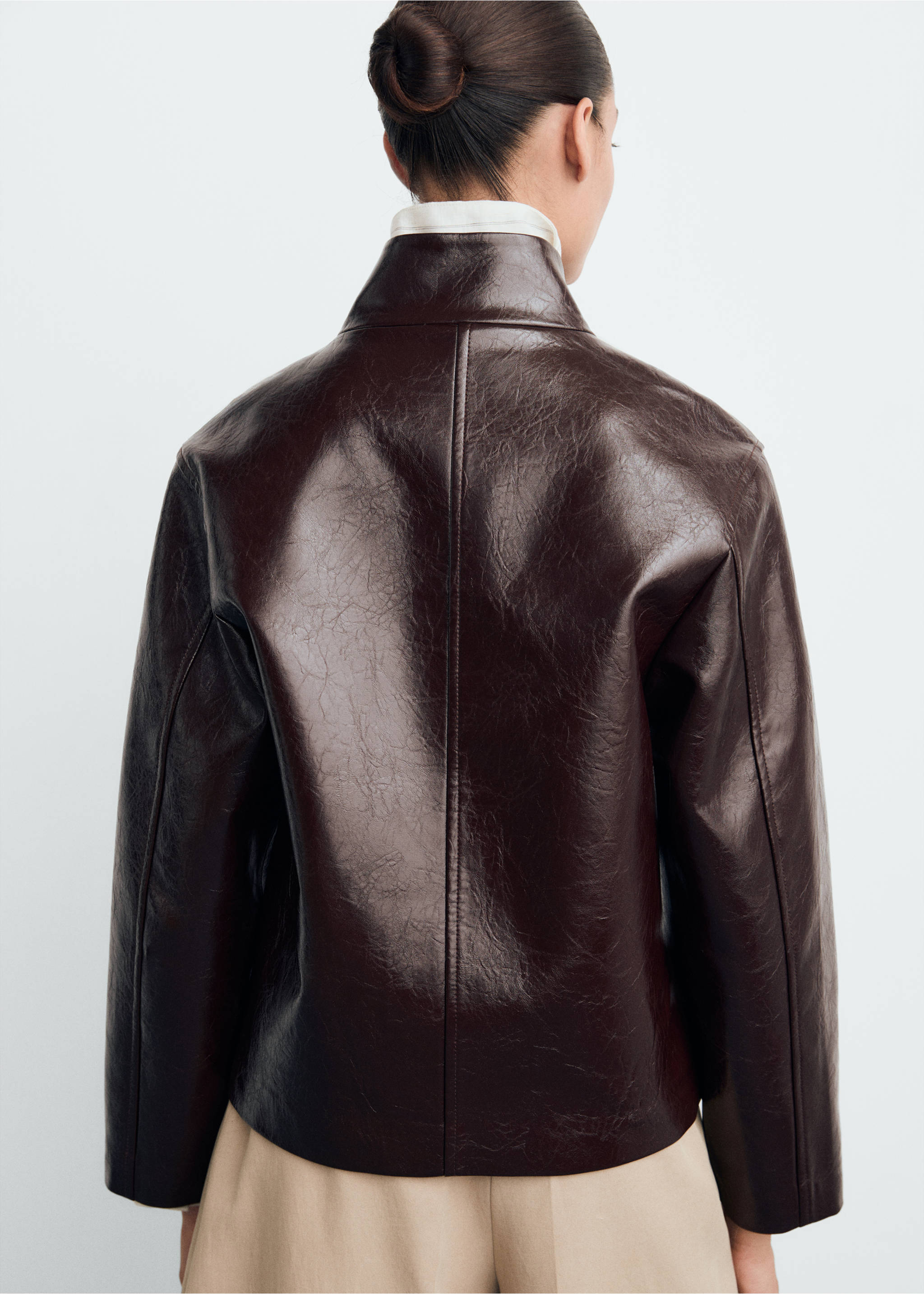 Perkins collar texture jacket - Reverse of the article, Brown. Ref: 87070640-00.