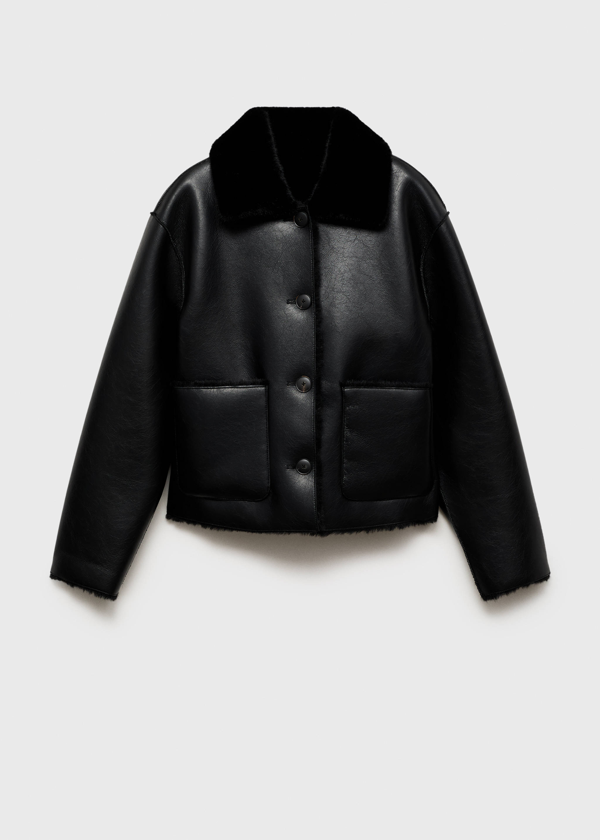 Double-sided faux-leather jacket with pockets - Article without model