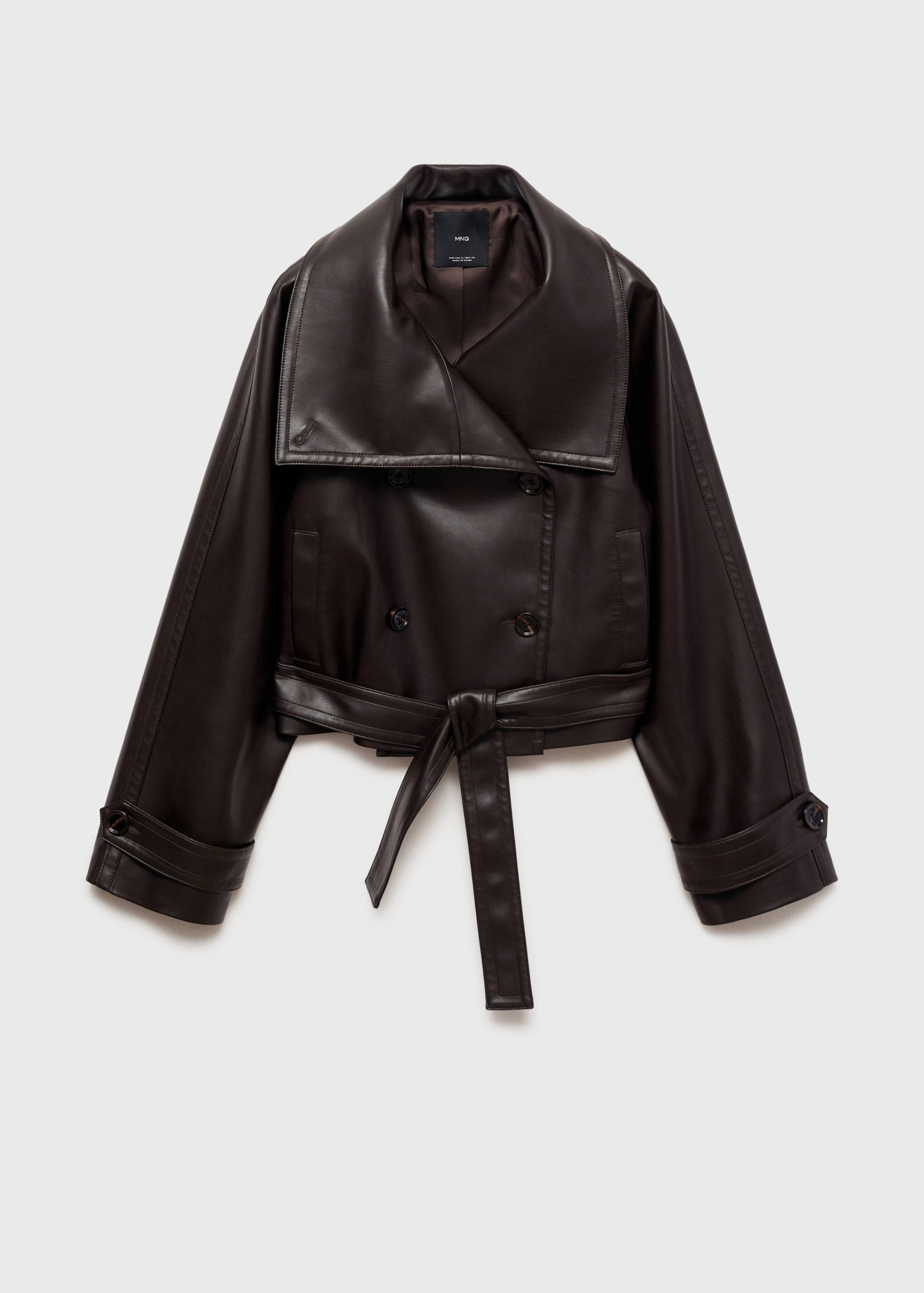 Faux-leather jacket with maxi lapels - Article without model