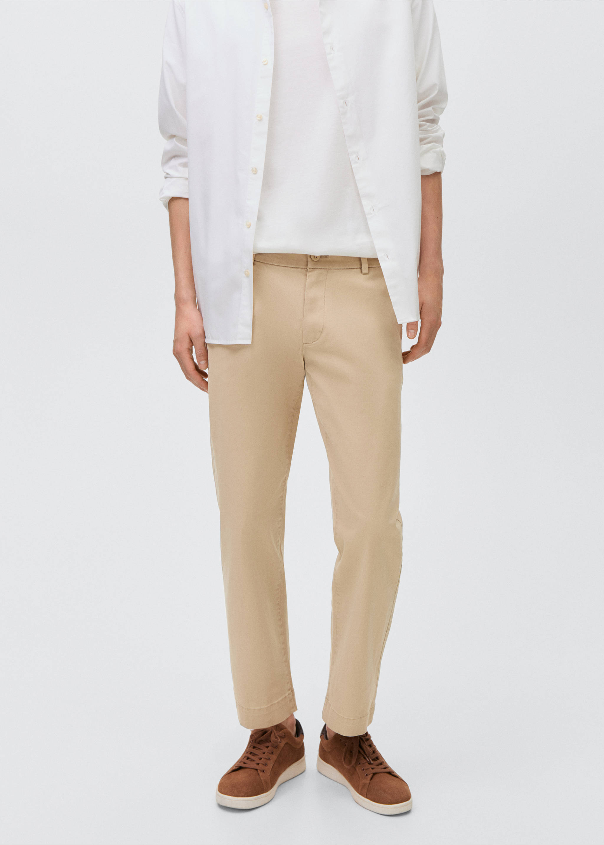 Straight-fit chino pants - Medium plane, Sand. Ref: 87071053-00.