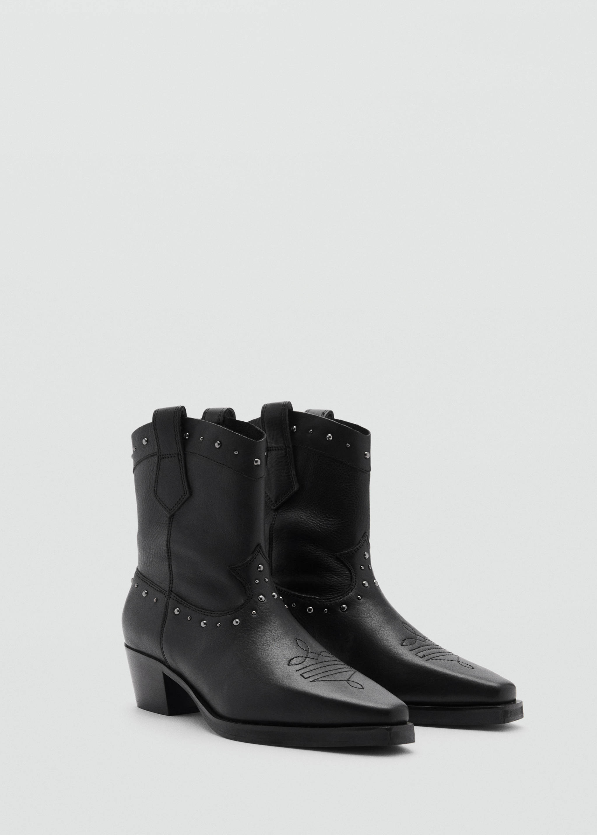 Bottines cuir style cow-boy - Plan moyen