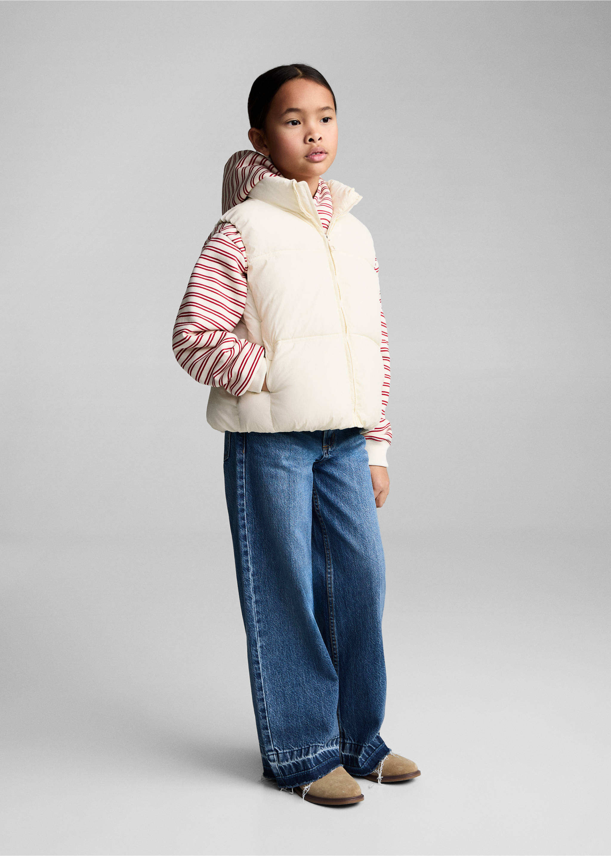 Quilted zipper vest - General plane, Ecru. Ref: 87072535-00.