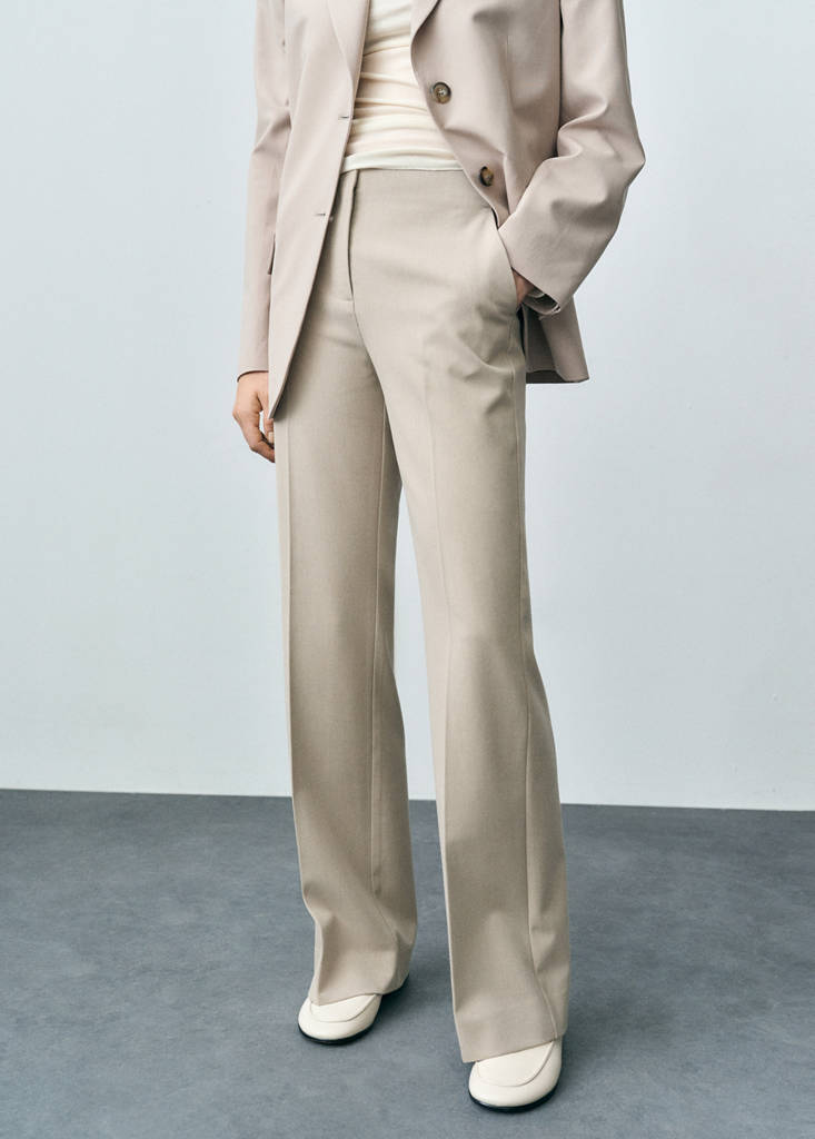 Mid-rise flare trousers — Beige
