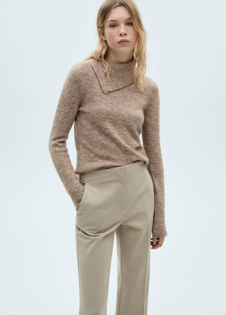 Mid-rise flare trousers — Beige