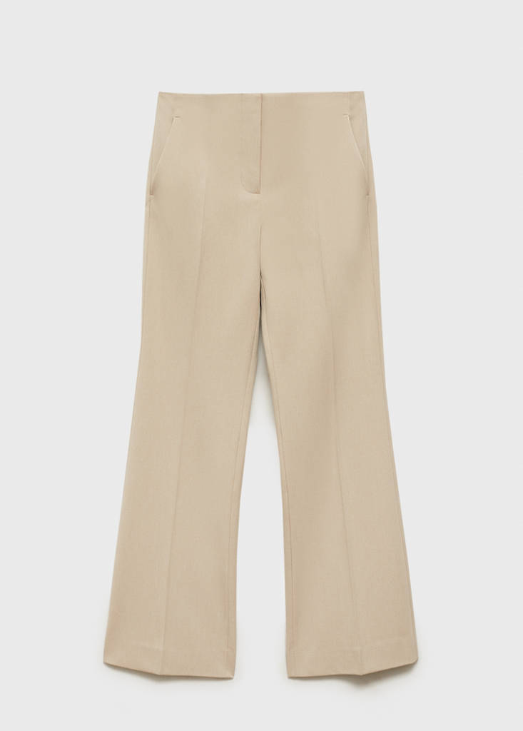 Mid-rise flare trousers — Beige