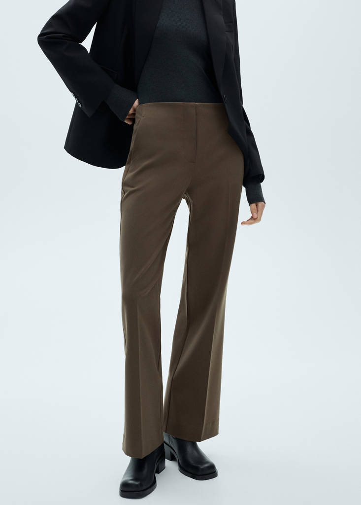 Mid-rise flare trousers — Medium Brown