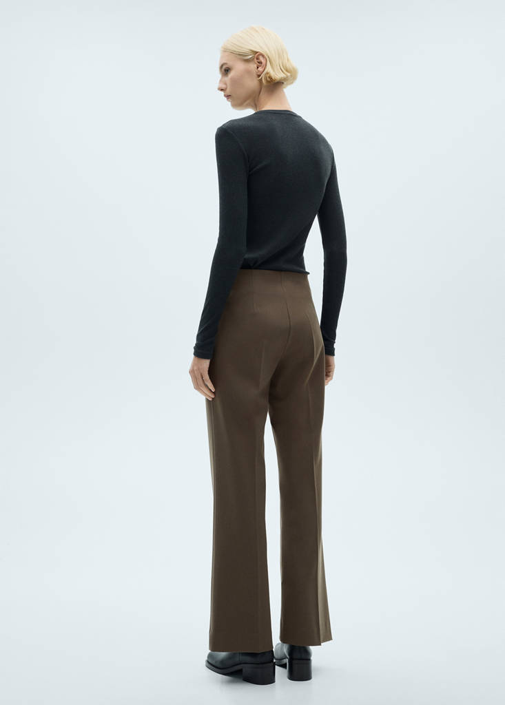 Mid-rise flare trousers — Medium Brown