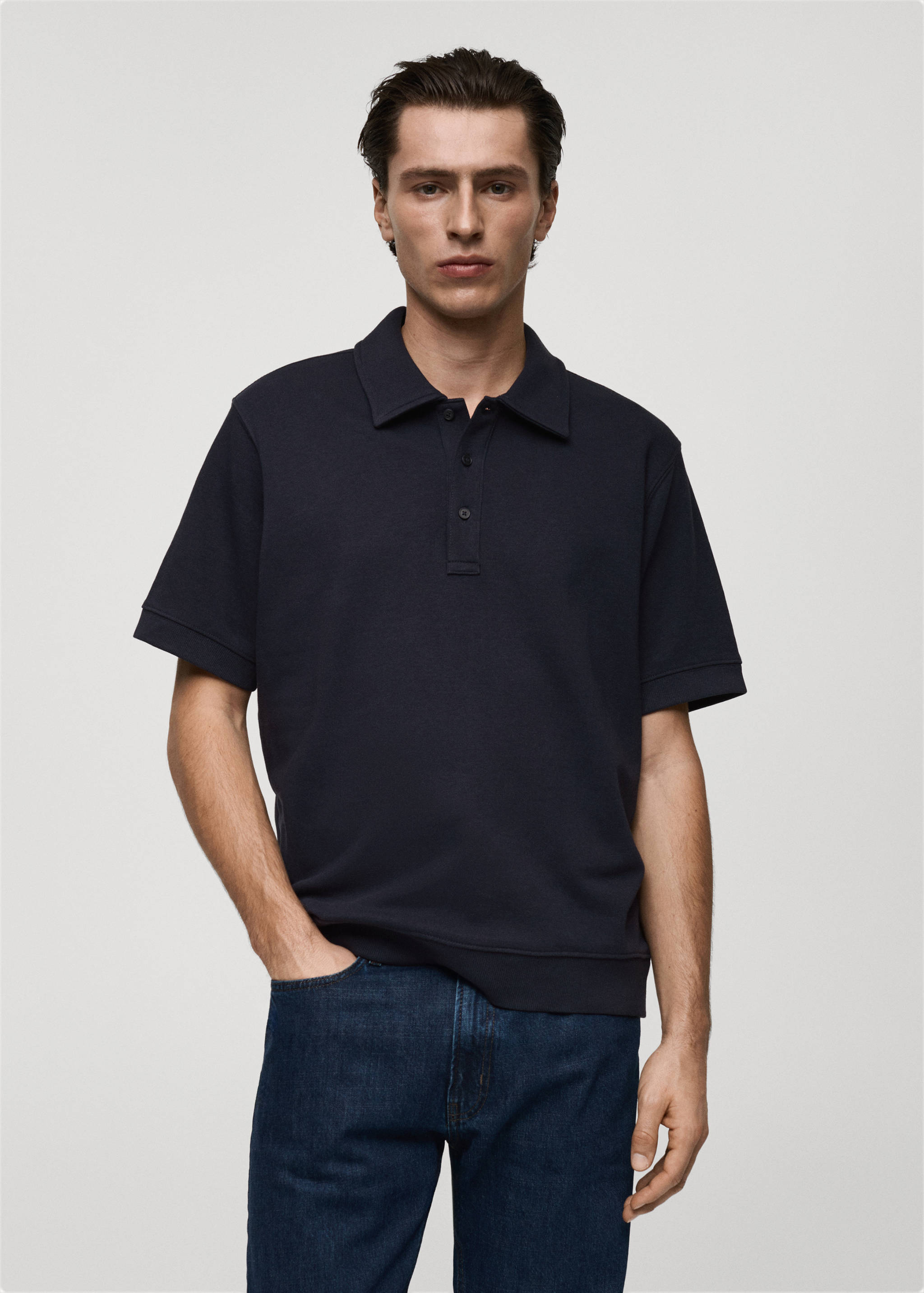 Regular-fit cotton polo shirt - Medium plane