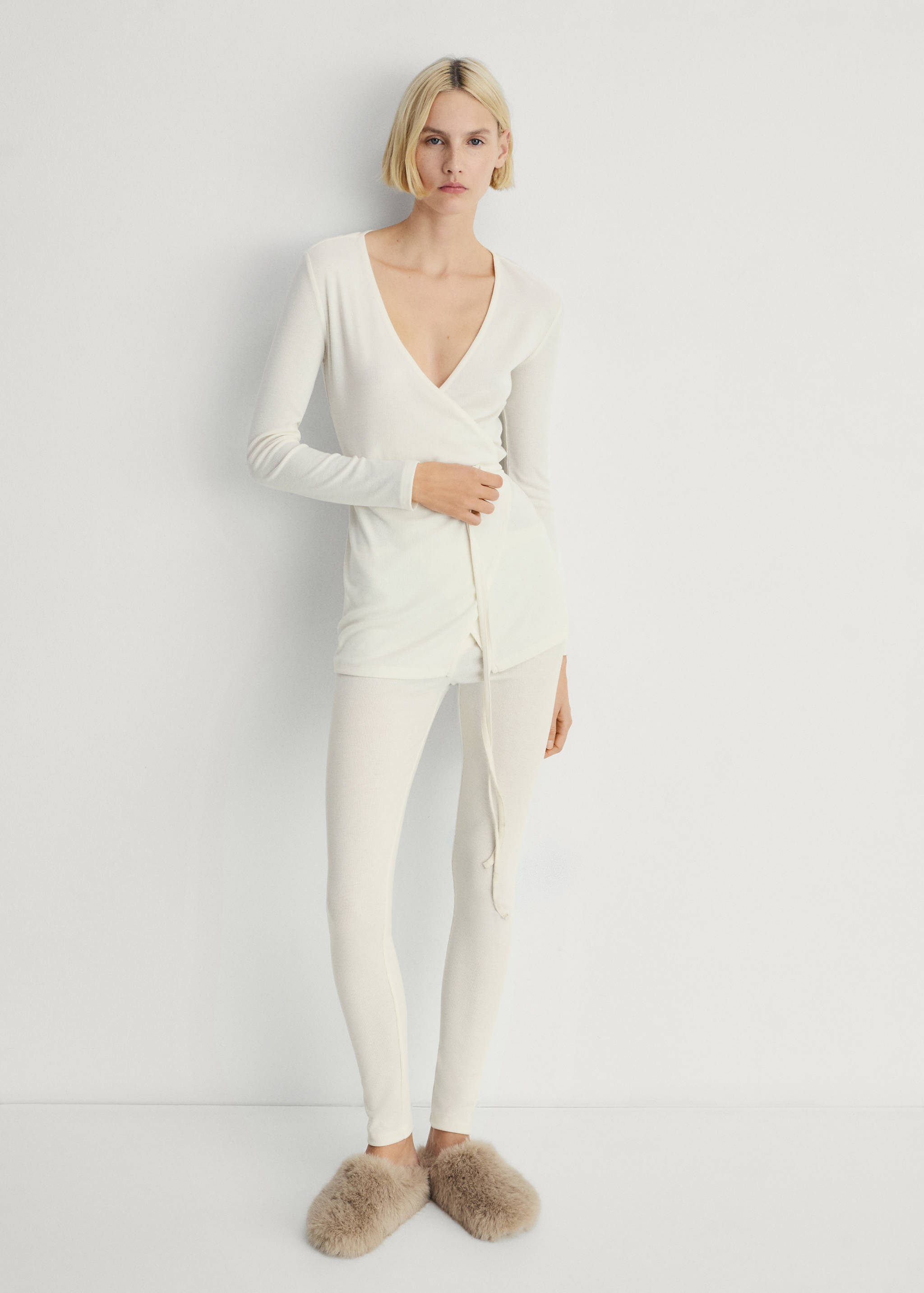 Rib-knit cardigan with tie - General plane